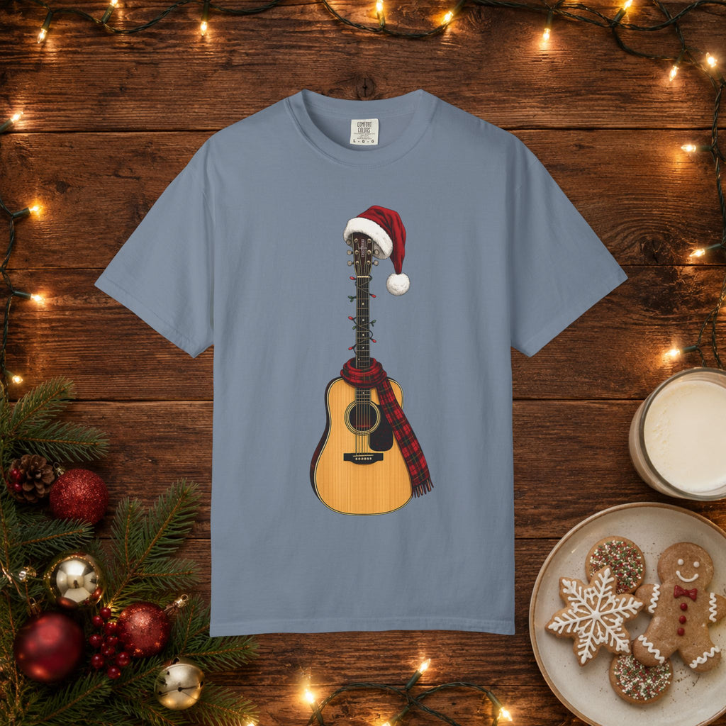 Christmas Acoustic Guitar Comfort Colors Shirt