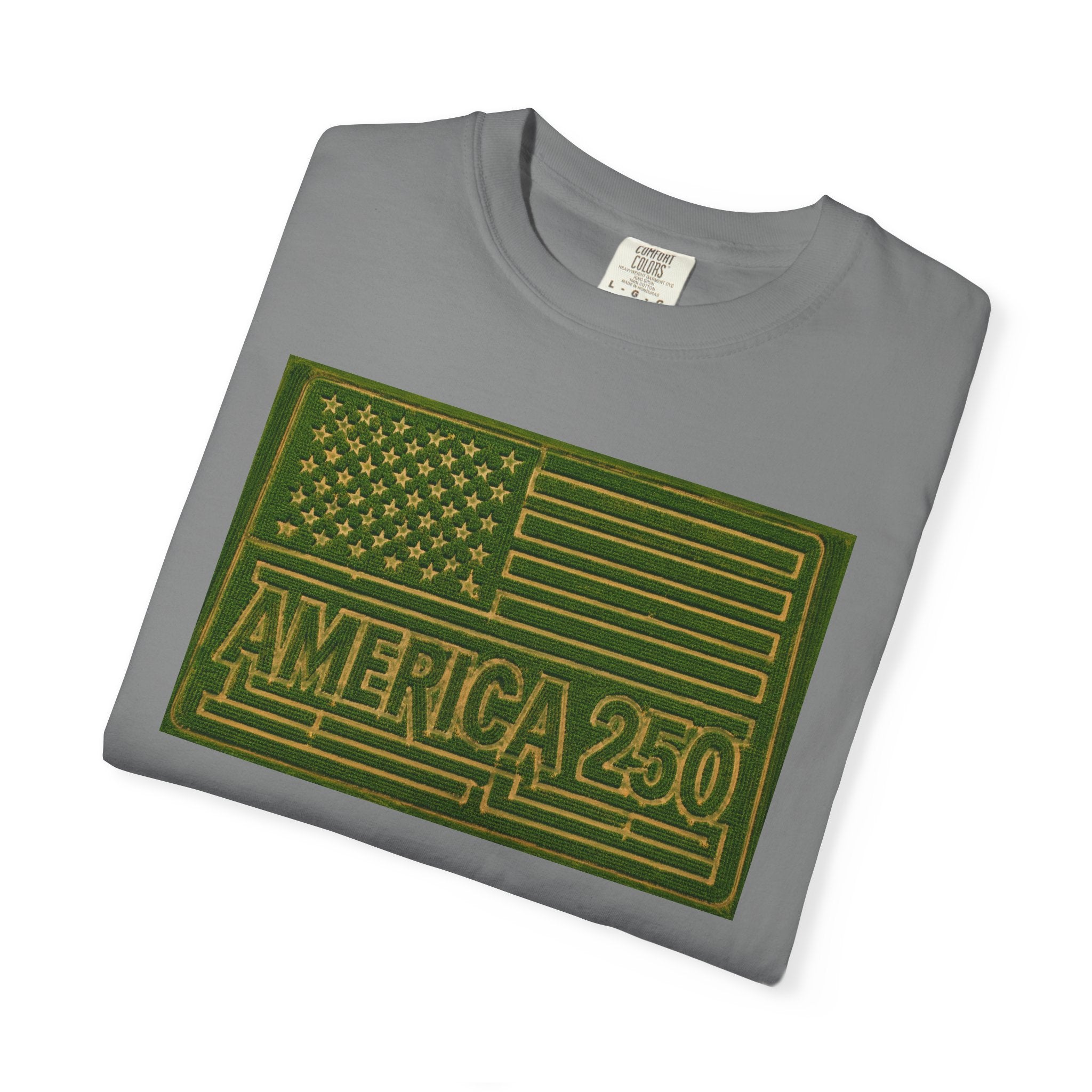 America 250 Corn Maze Flag T-Shirt — Vintage Patriotic Graphic Tee