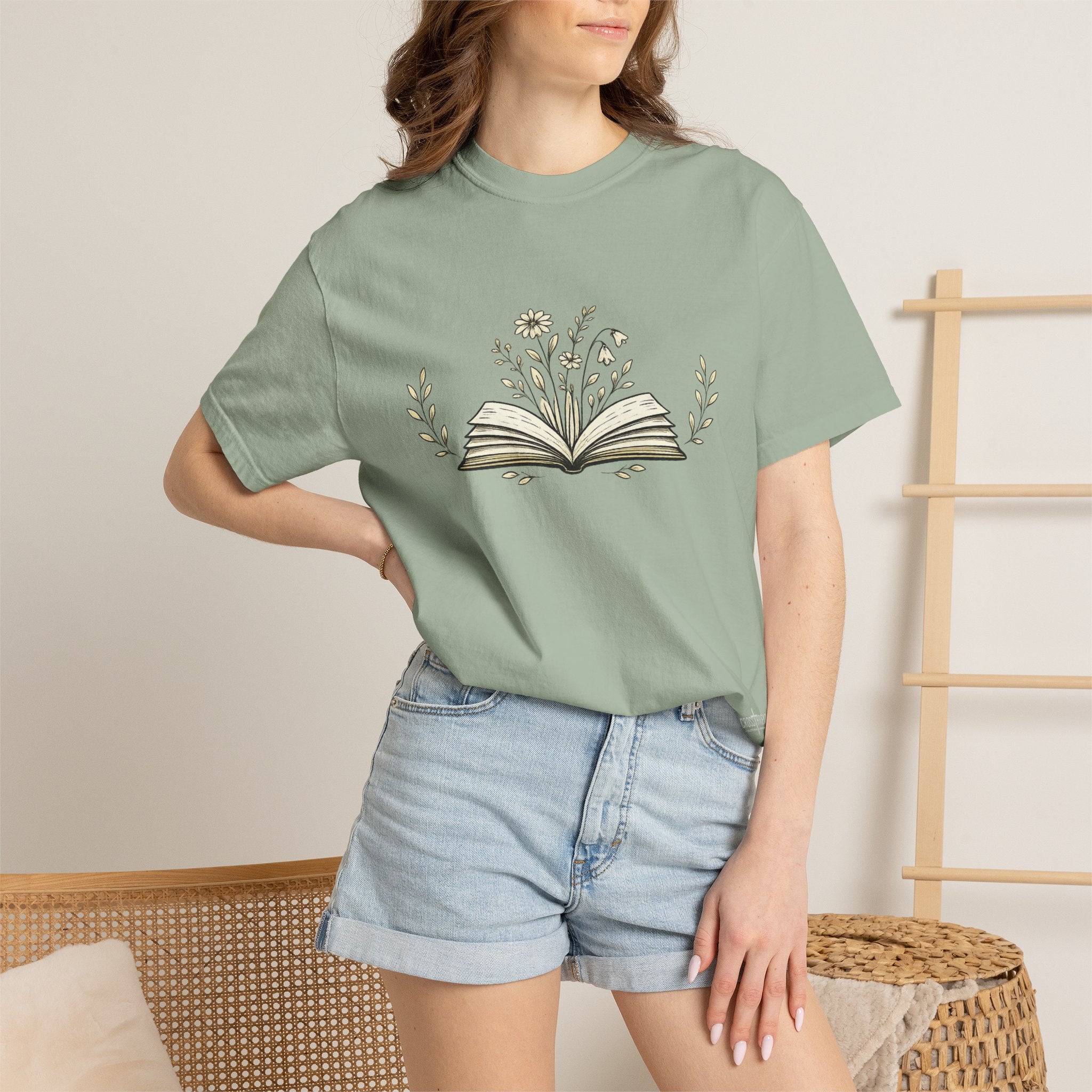 Floral Open Book T-Shirt — Book Lover Reading Tee