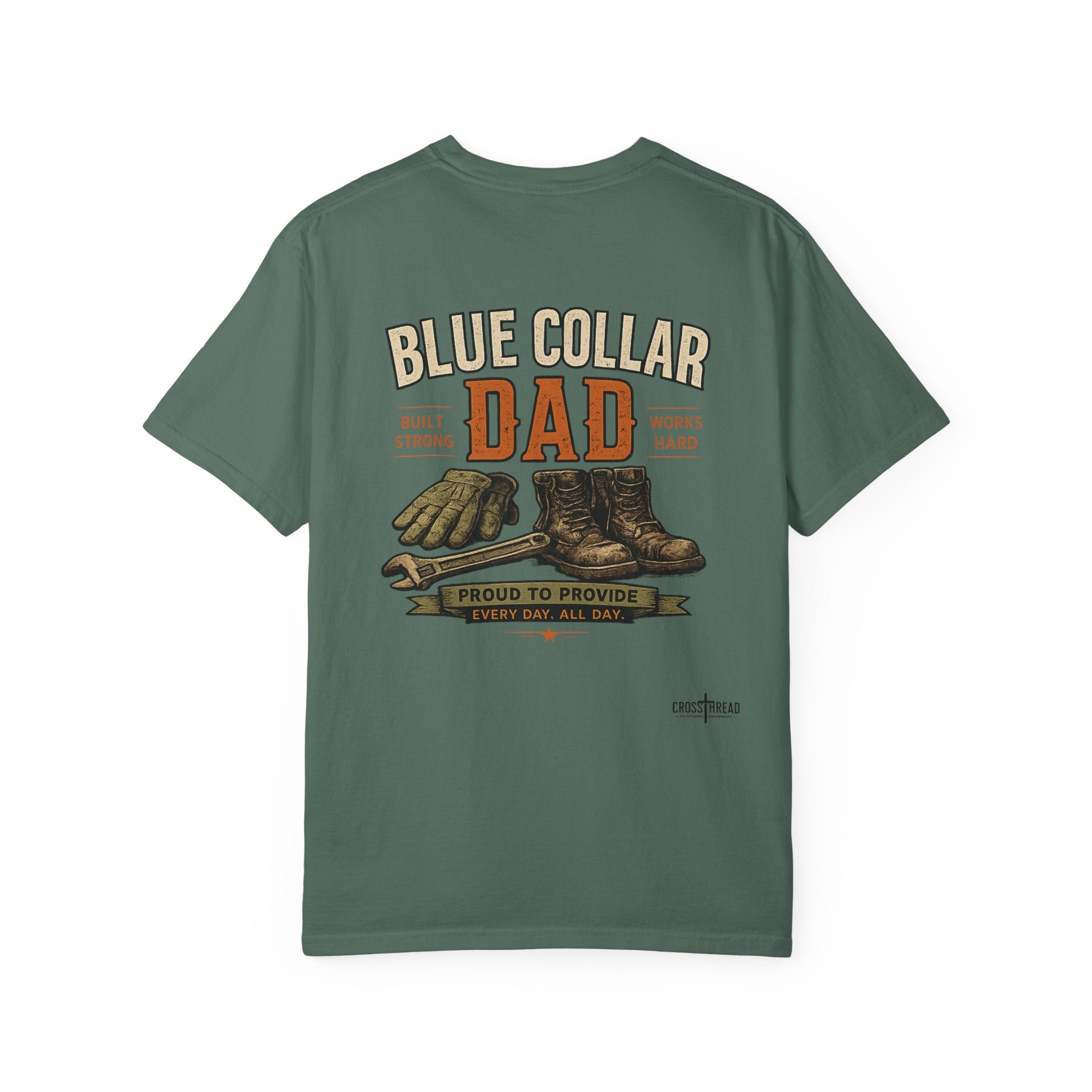 Blue Collar Dad T-Shirt — Vintage Work Gloves and Boots Design
