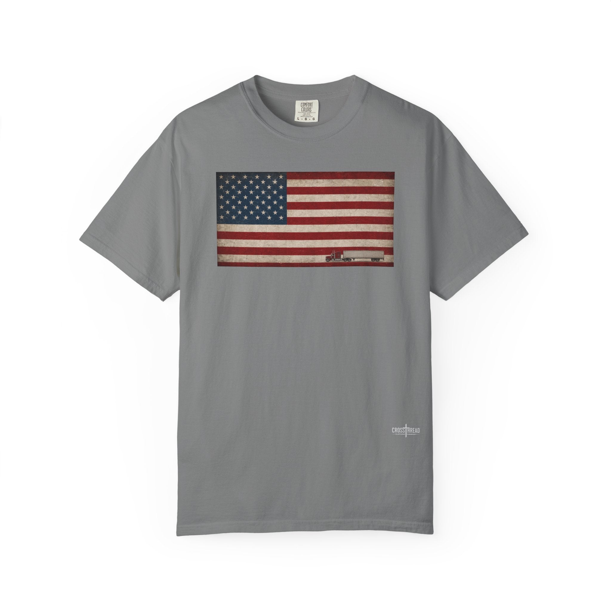 American Flag Big Rig Trucker T-Shirt — Patriotic Semi Truck Tee