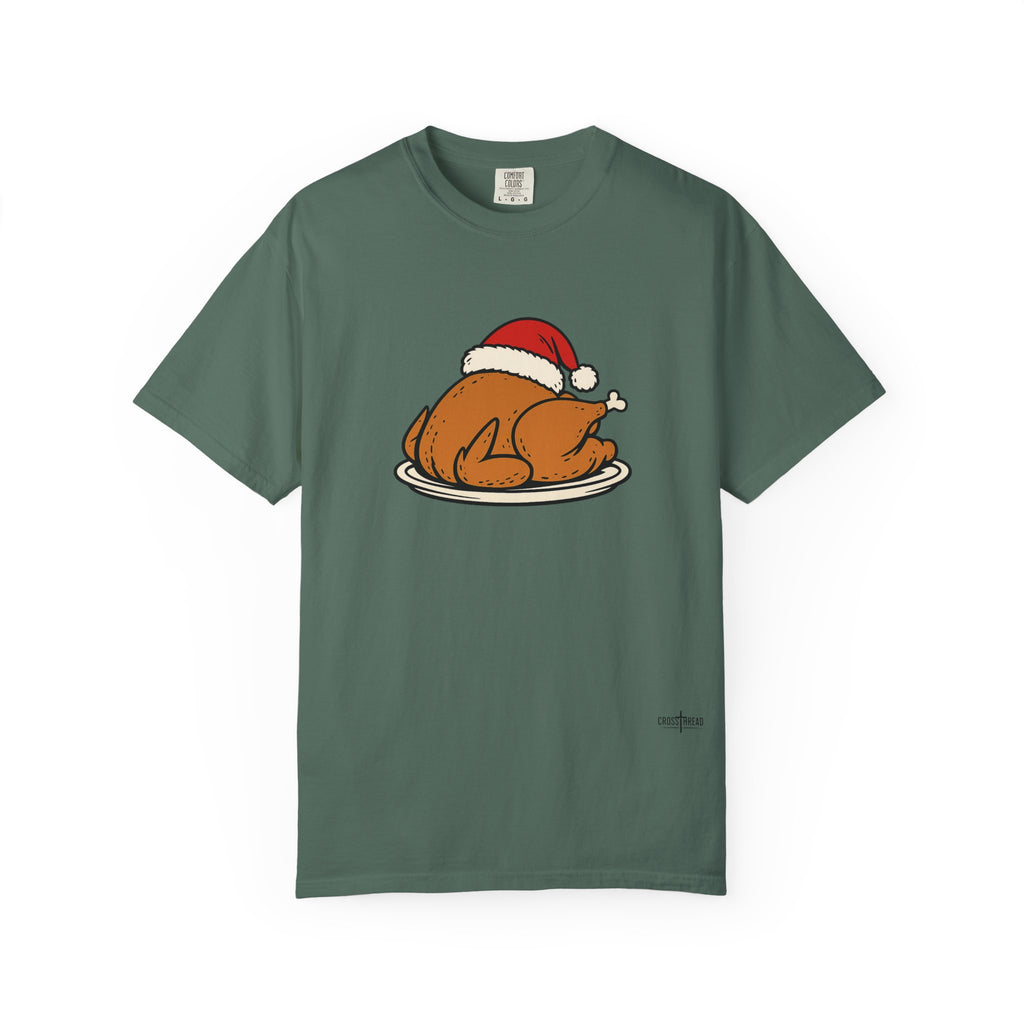 Roasted Turkey Santa Hat Comfort Colors Shirt