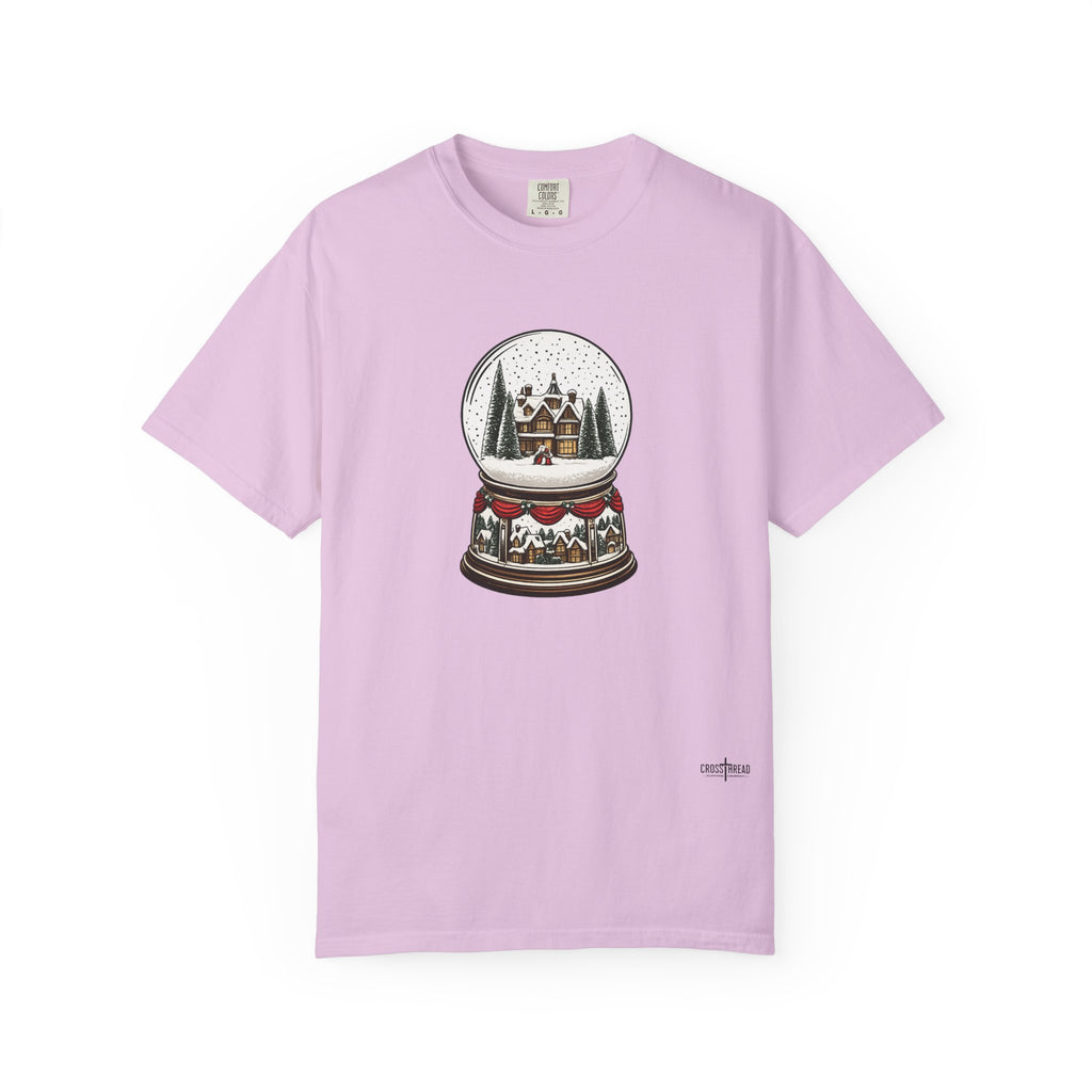 Snow Globe Holiday T-Shirt — Vintage Winter Village Graphic