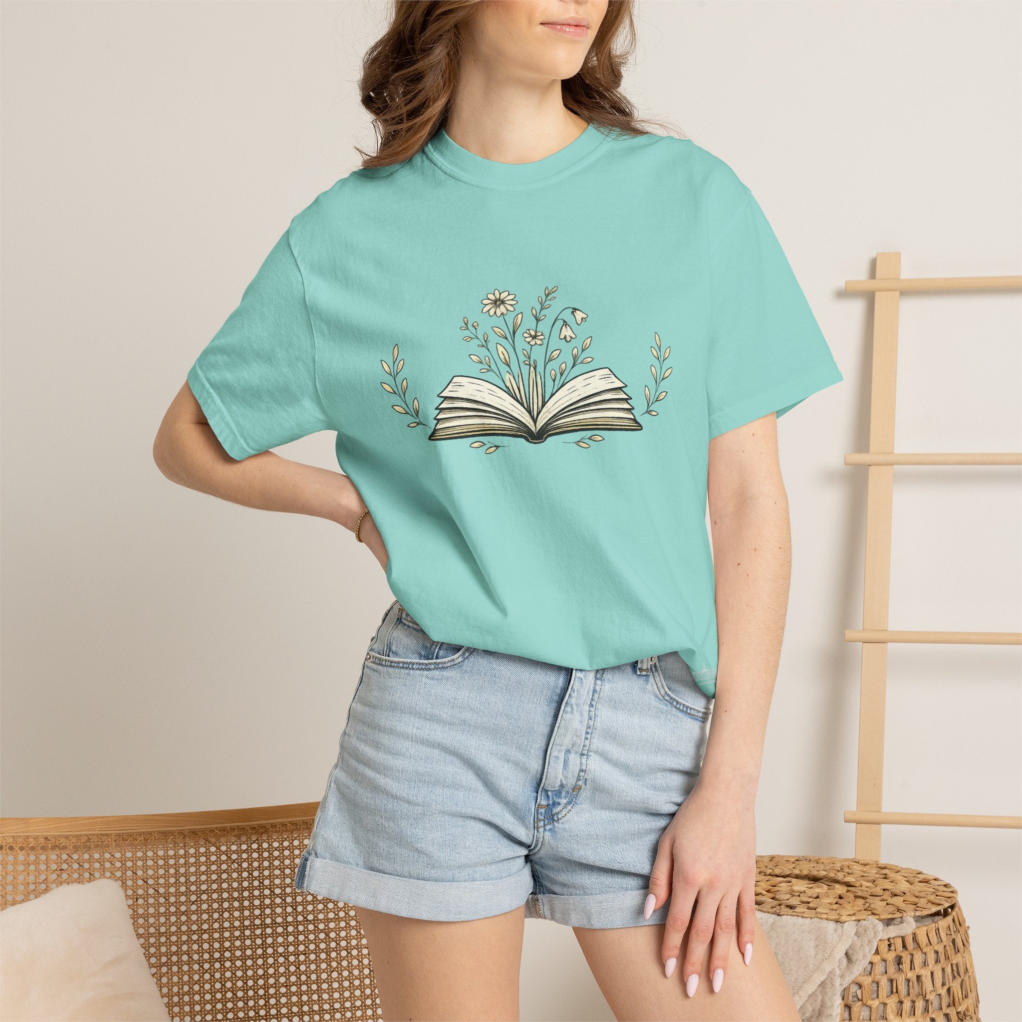 Floral Open Book T-Shirt — Book Lover Reading Tee