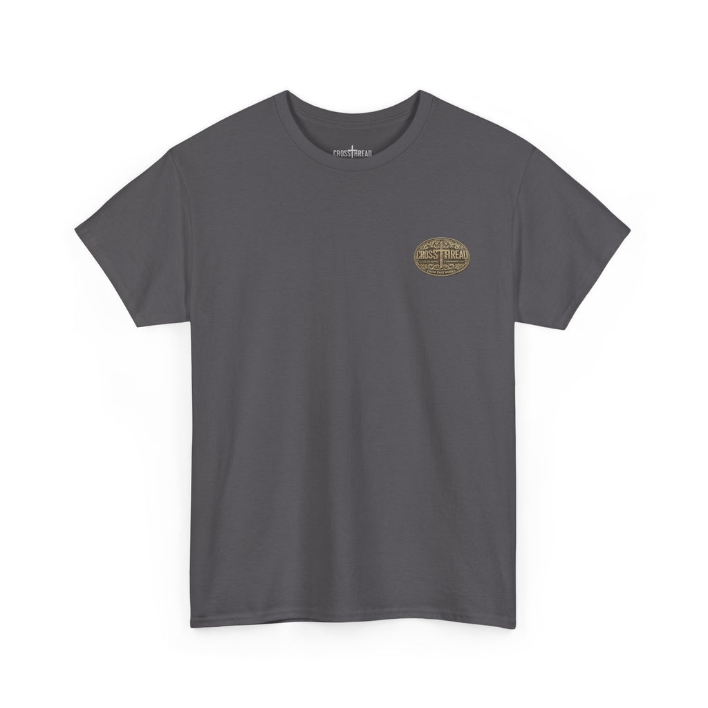 CrossThread Belt Buckle Logo Tee — Faith That Works Cotton T-Shirt