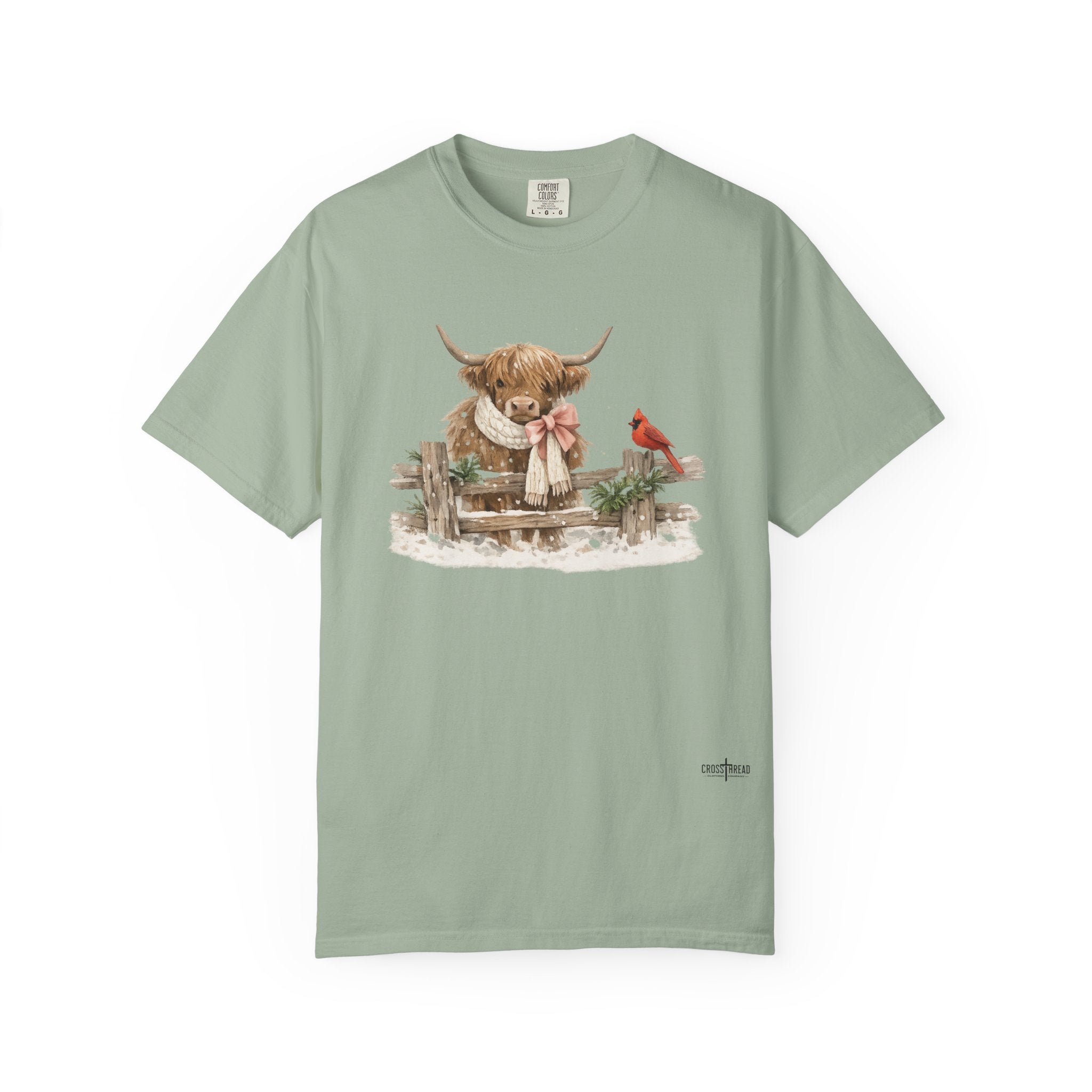 Highland Cow and Cardinal Comfort Colors Shirt