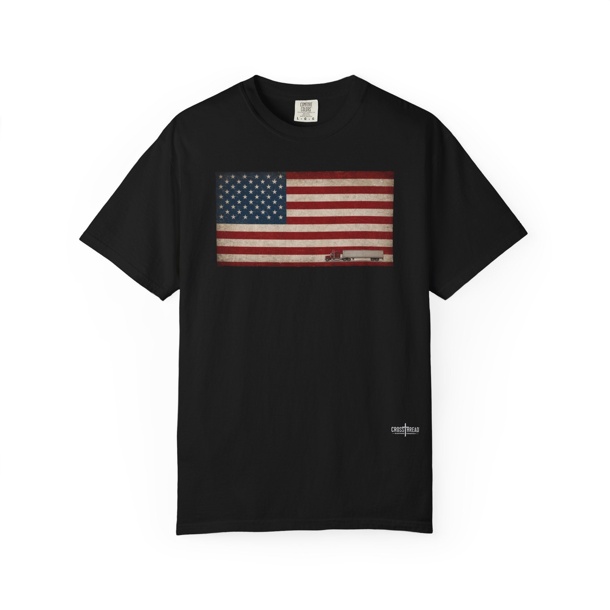 American Flag Big Rig Trucker T-Shirt — Patriotic Semi Truck Tee