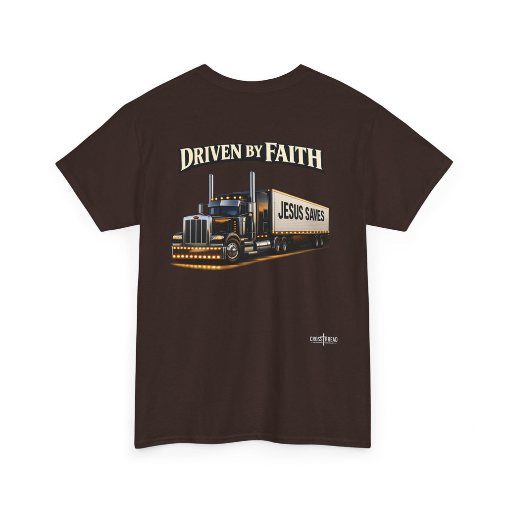 Driven By Faith Truck T-Shirt — 'Jesus Saves' Christian Trucker Tee