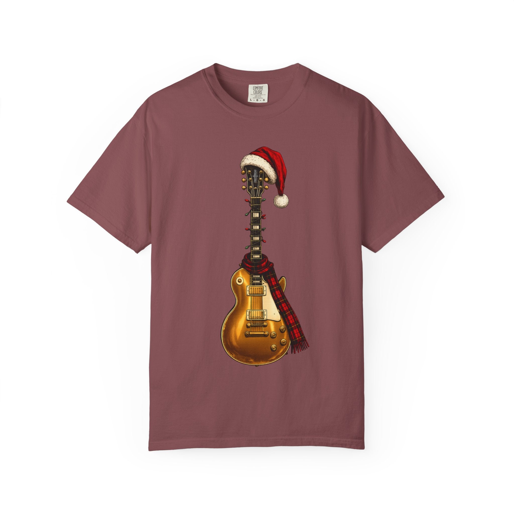 Christmas LP-Style Gold Guitar Comfort Colors Shirt
