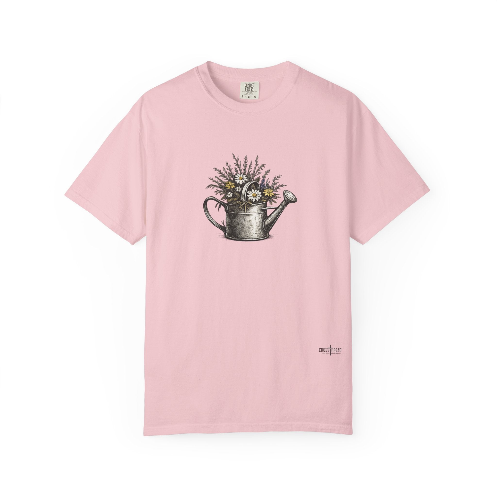Watering Can Wildflower T-Shirt — Vintage Floral Garden Tee