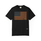 Patriotic Farmer T-Shirt — American Flag with Combine Harvester | American Grain Harvest Tee