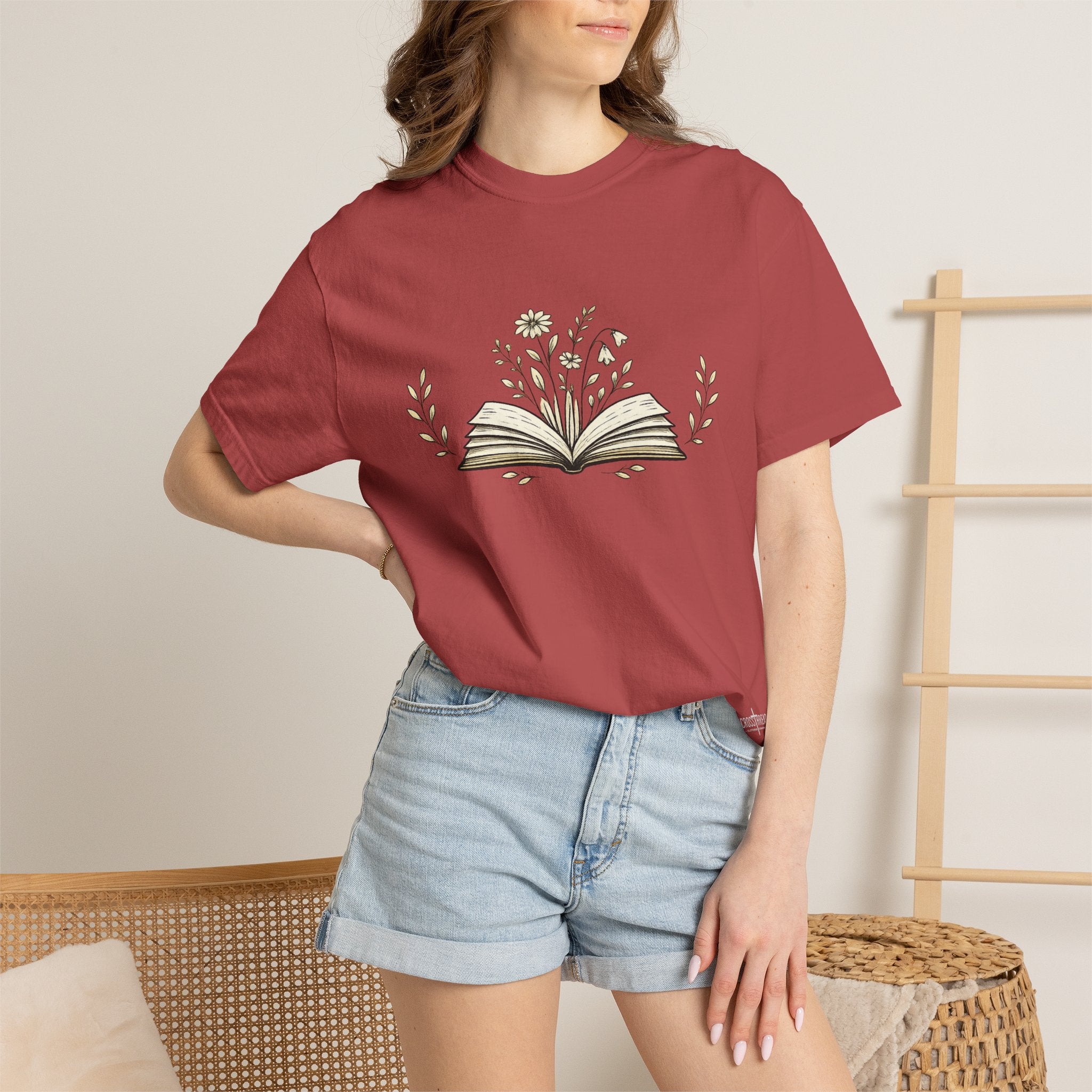 Floral Open Book T-Shirt — Book Lover Reading Tee