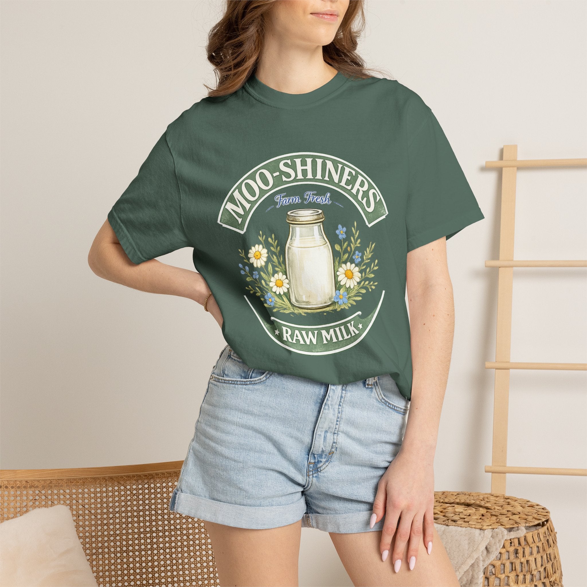 "Moo-Shiners Raw Milk" Vintage Logo Graphic T