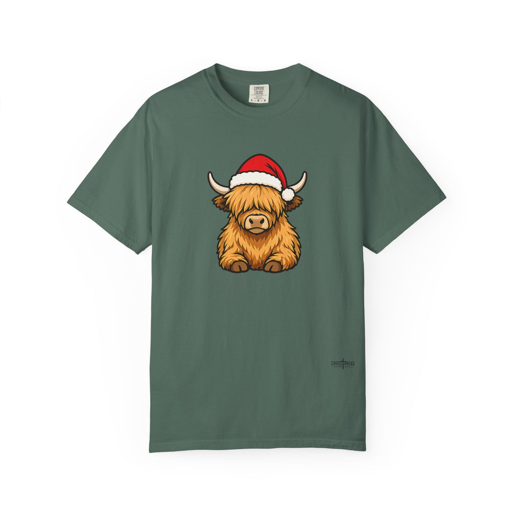 Highland Cow Santa Hat Comfort Colors Shirt