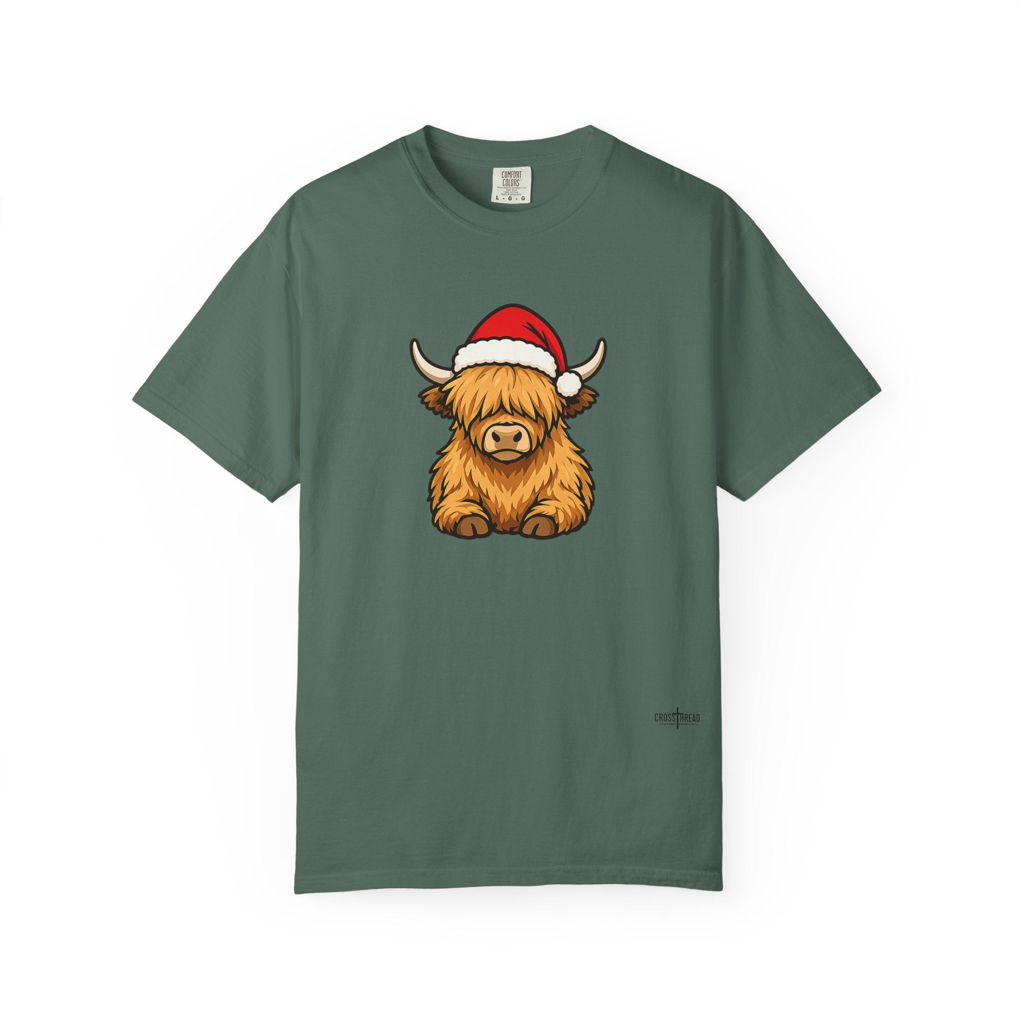 Highland Cow Santa Hat Comfort Colors Shirt