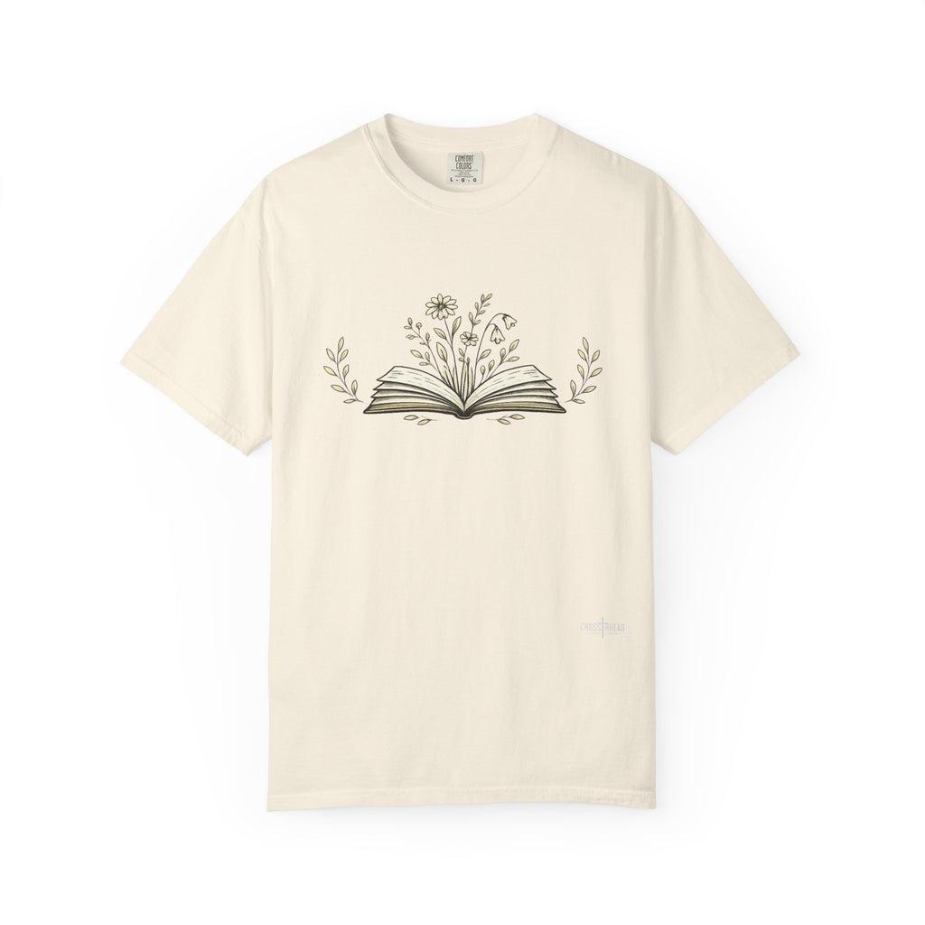 Floral Open Book T-Shirt — Book Lover Reading Tee