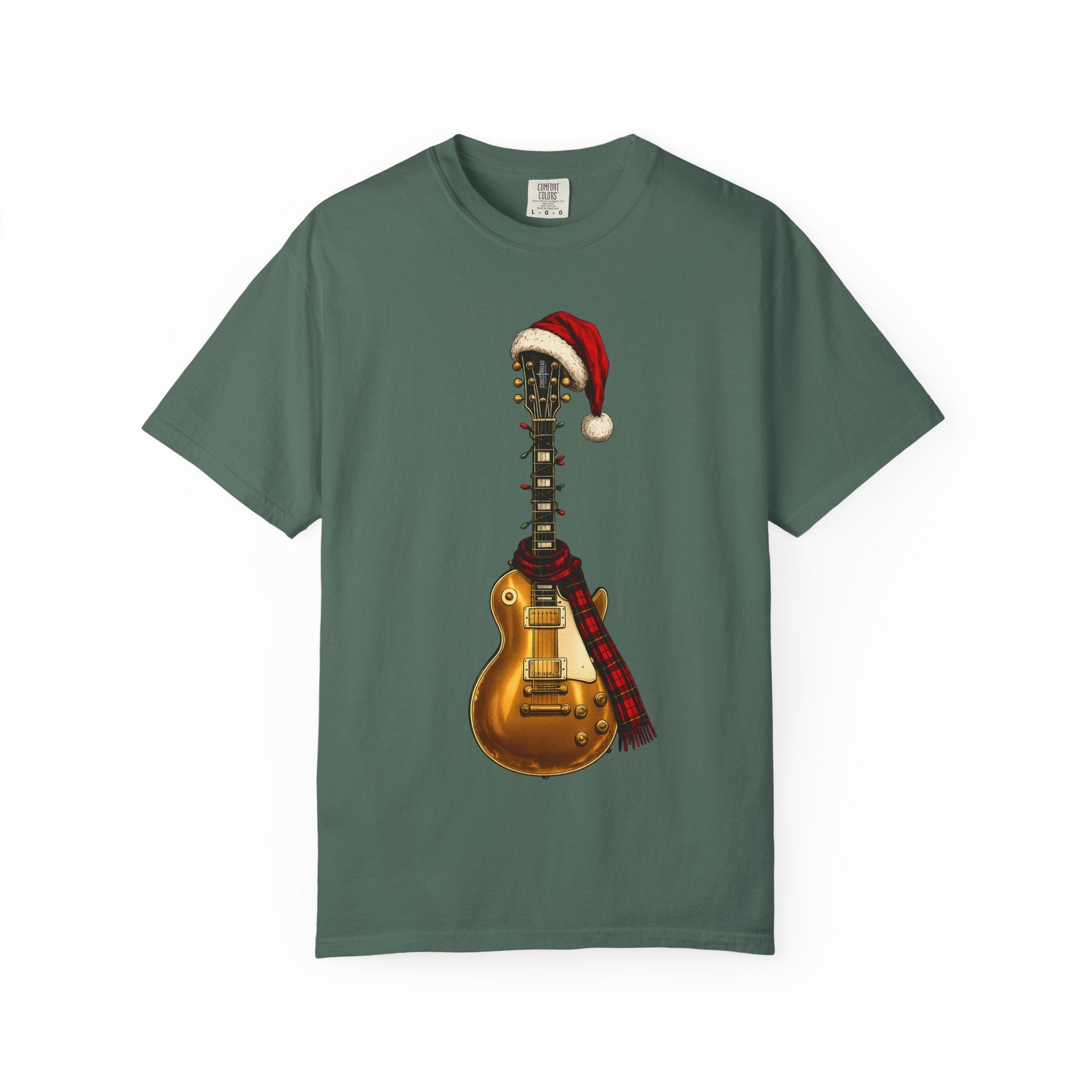 Christmas LP-Style Gold Guitar Comfort Colors Shirt