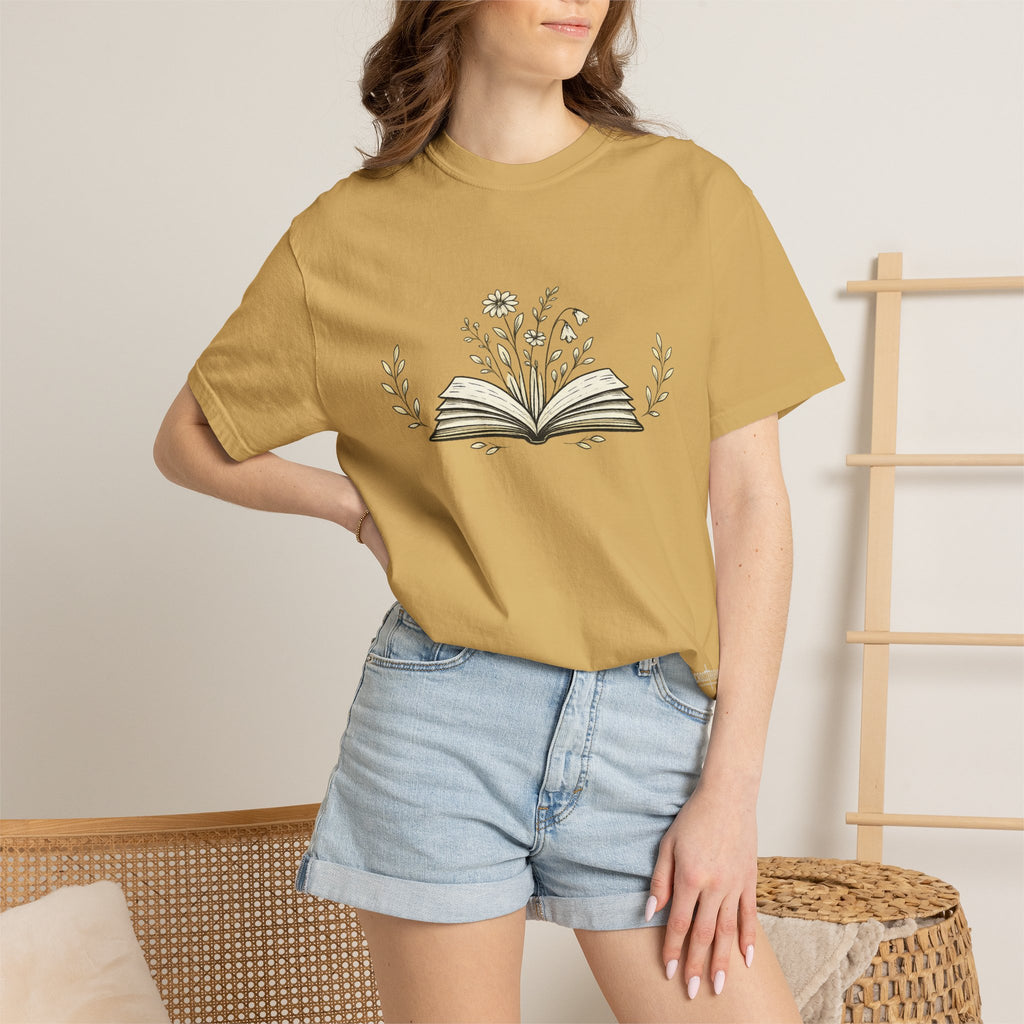 Floral Open Book T-Shirt — Book Lover Reading Tee