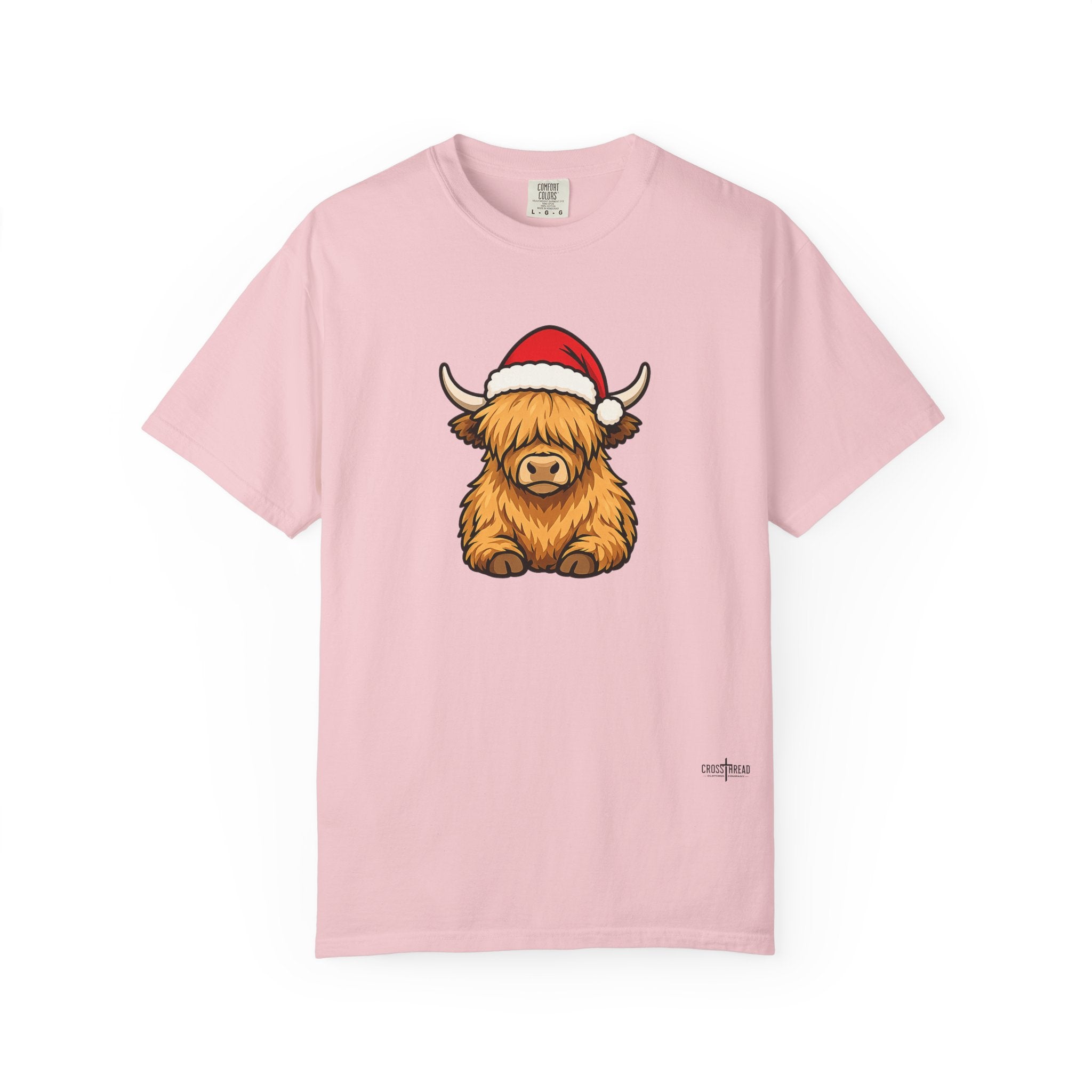 Highland Cow Santa Hat Comfort Colors Shirt