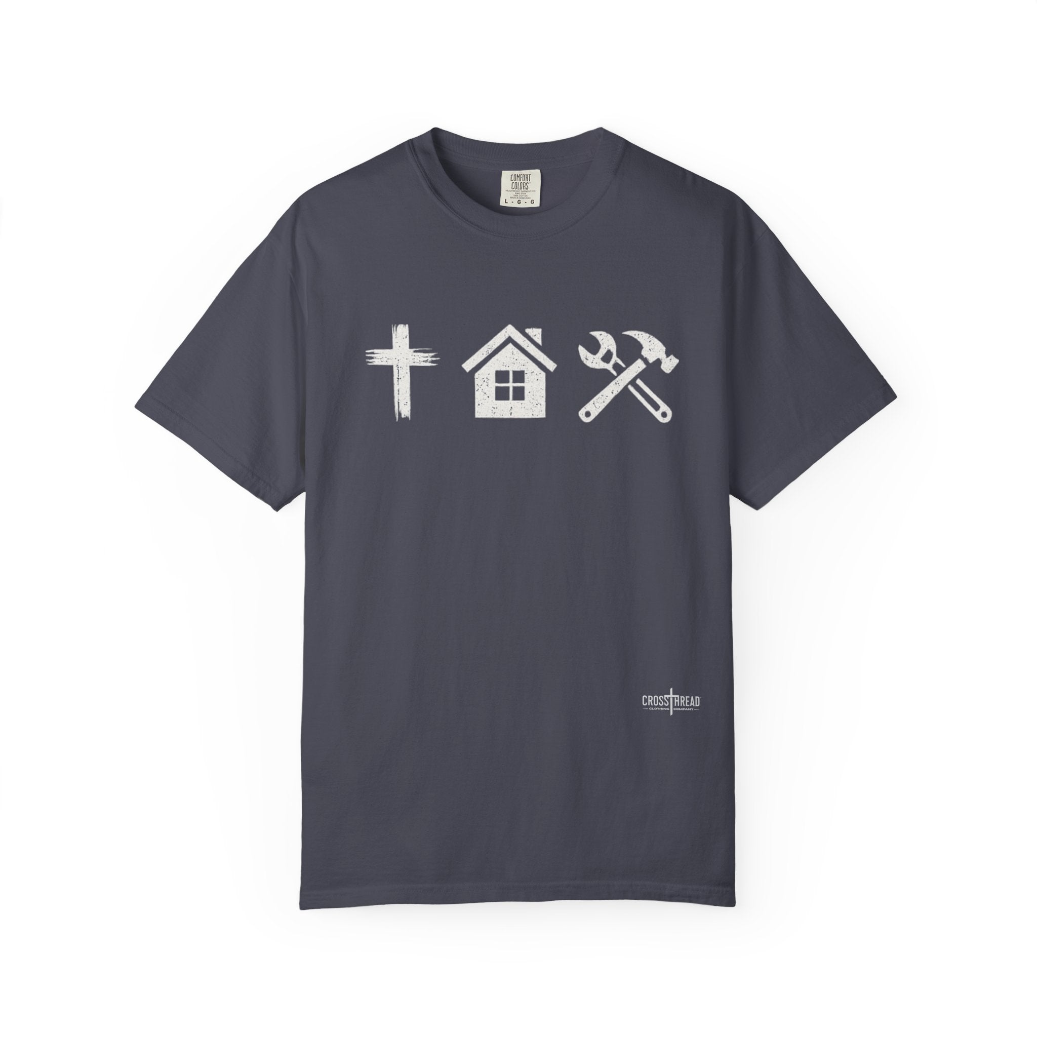 Faith Family Work T-Shirt — Inspirational Christian Men’s Tee
