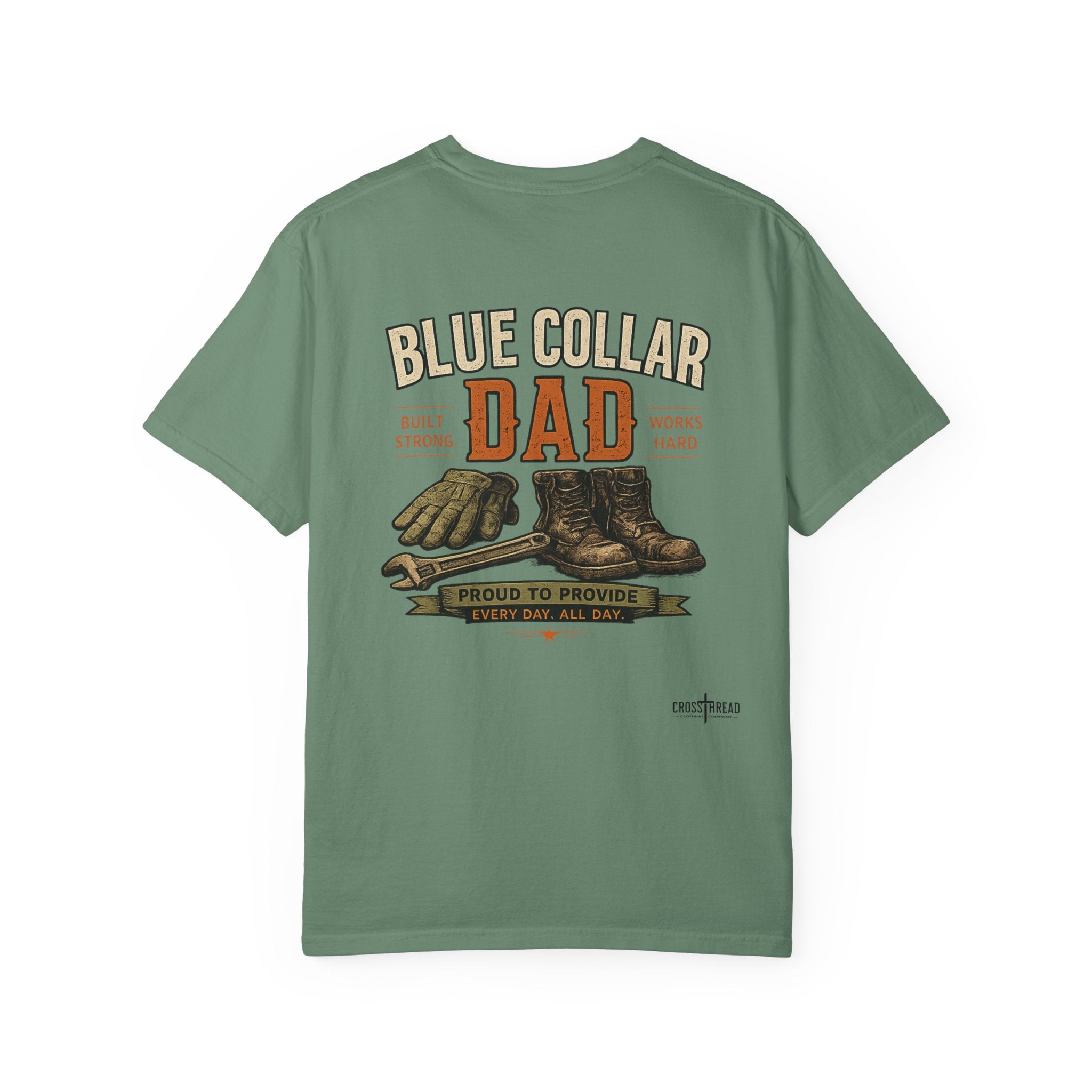 Blue Collar Dad T-Shirt — Vintage Work Gloves and Boots Design