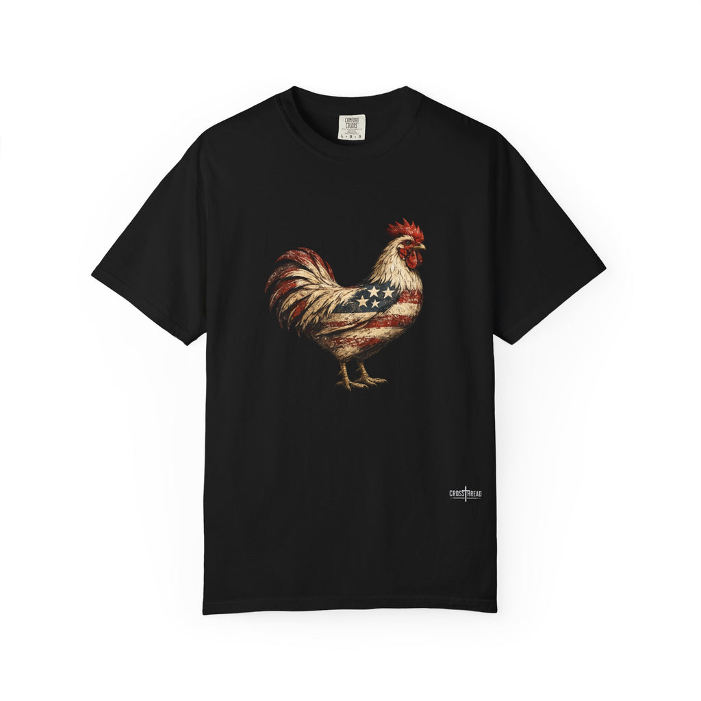 American Flag Rooster T-Shirt — Patriotic Chicken Tee