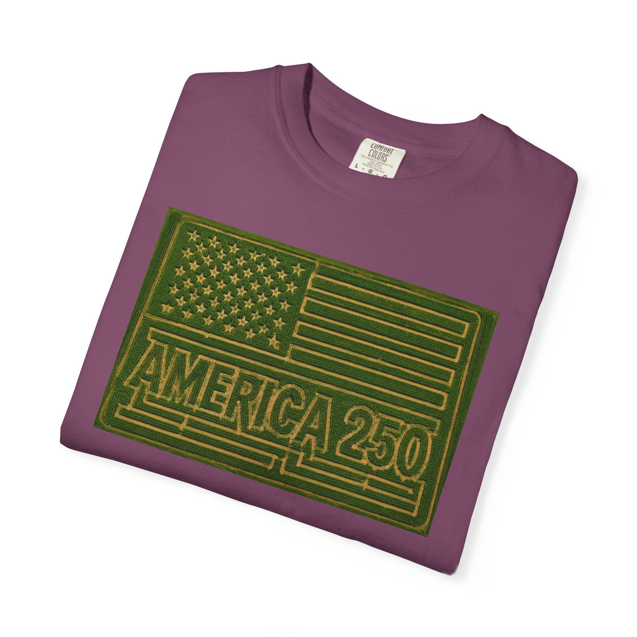 America 250 Corn Maze Flag T-Shirt — Vintage Patriotic Graphic Tee