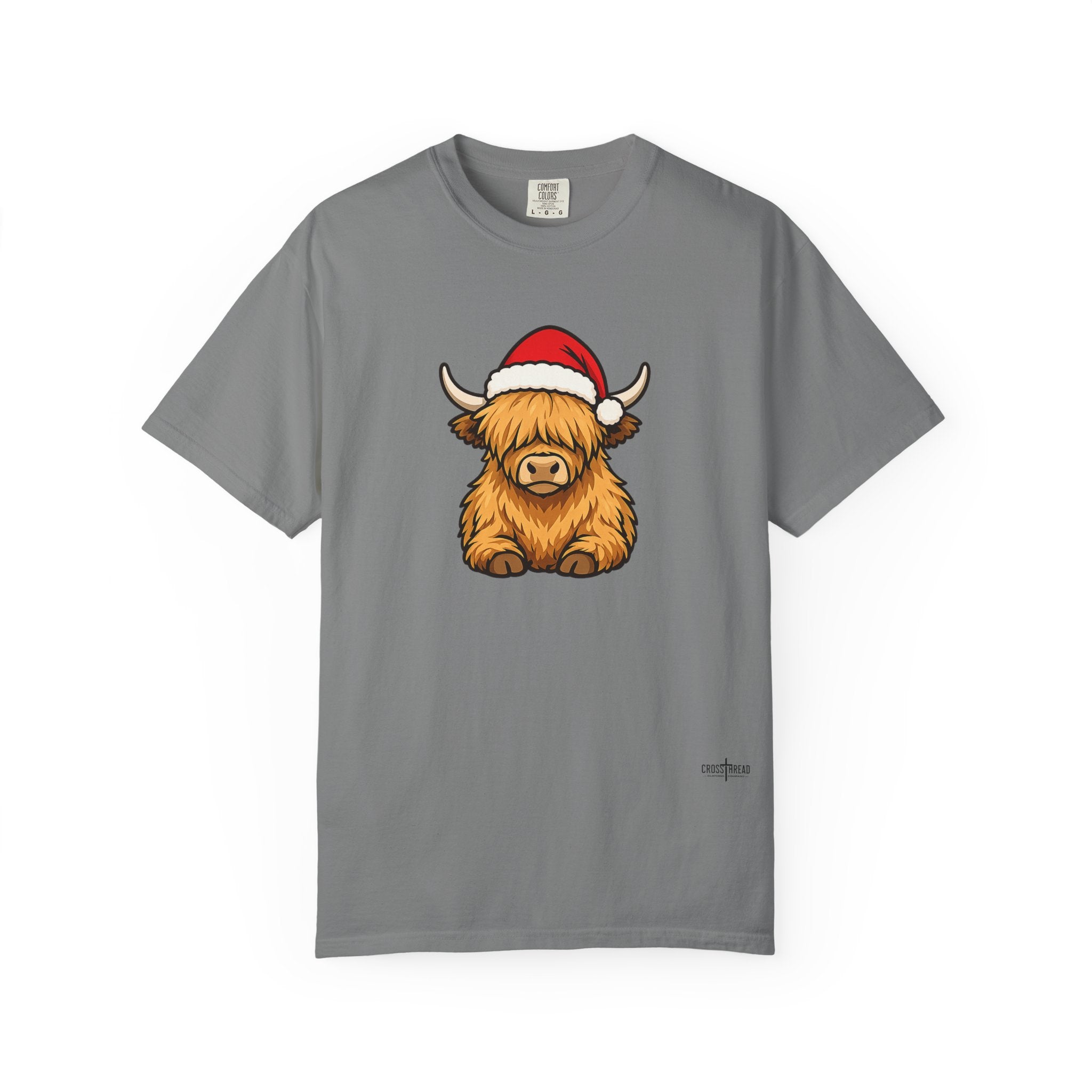 Highland Cow Santa Hat Comfort Colors Shirt