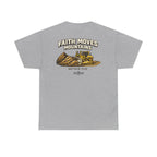 Faith Moves Mountains T‑Shirt — Inspirational Mountain & Bulldozer Graphic Tee