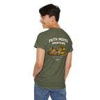 Faith Moves Mountains T‑Shirt — Inspirational Mountain & Bulldozer Graphic Tee