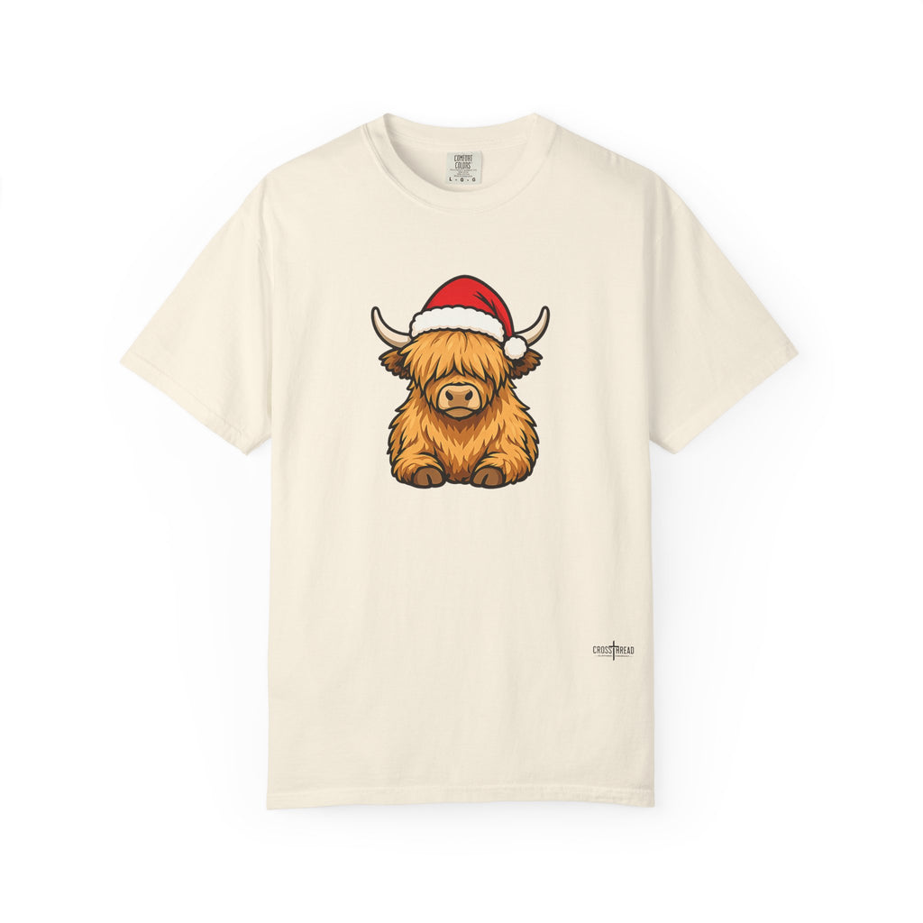 Highland Cow Santa Hat Comfort Colors Shirt