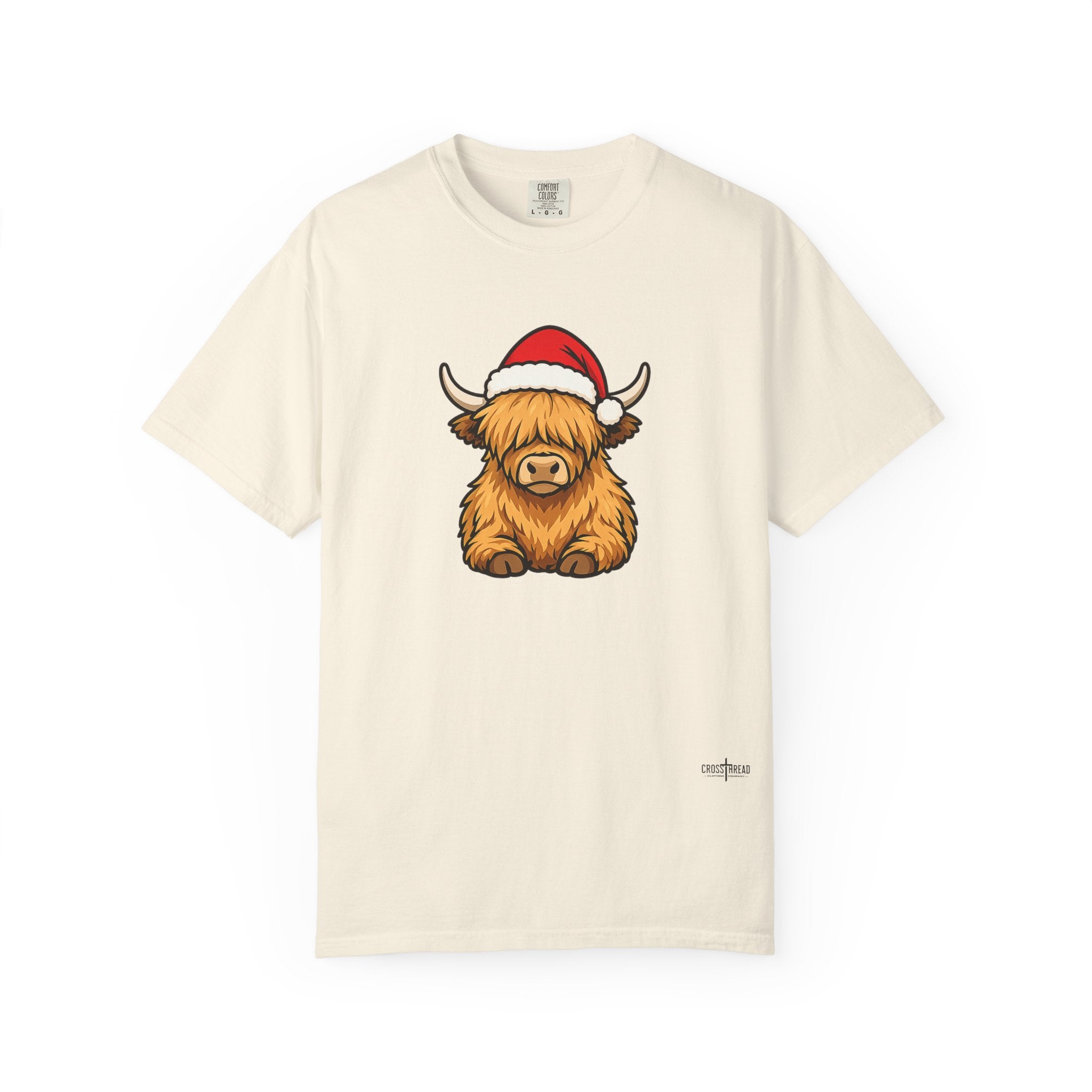 Highland Cow Santa Hat Comfort Colors Shirt