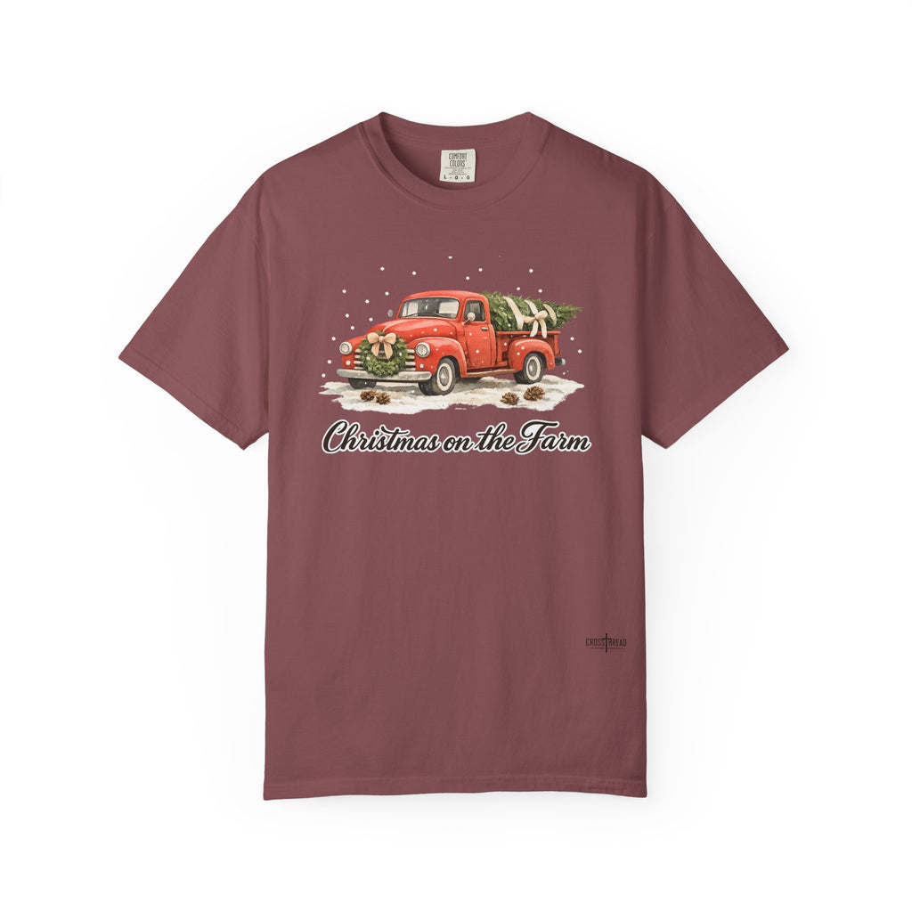 Christmas on the Farm Red Truck Comfort Colors Shirt