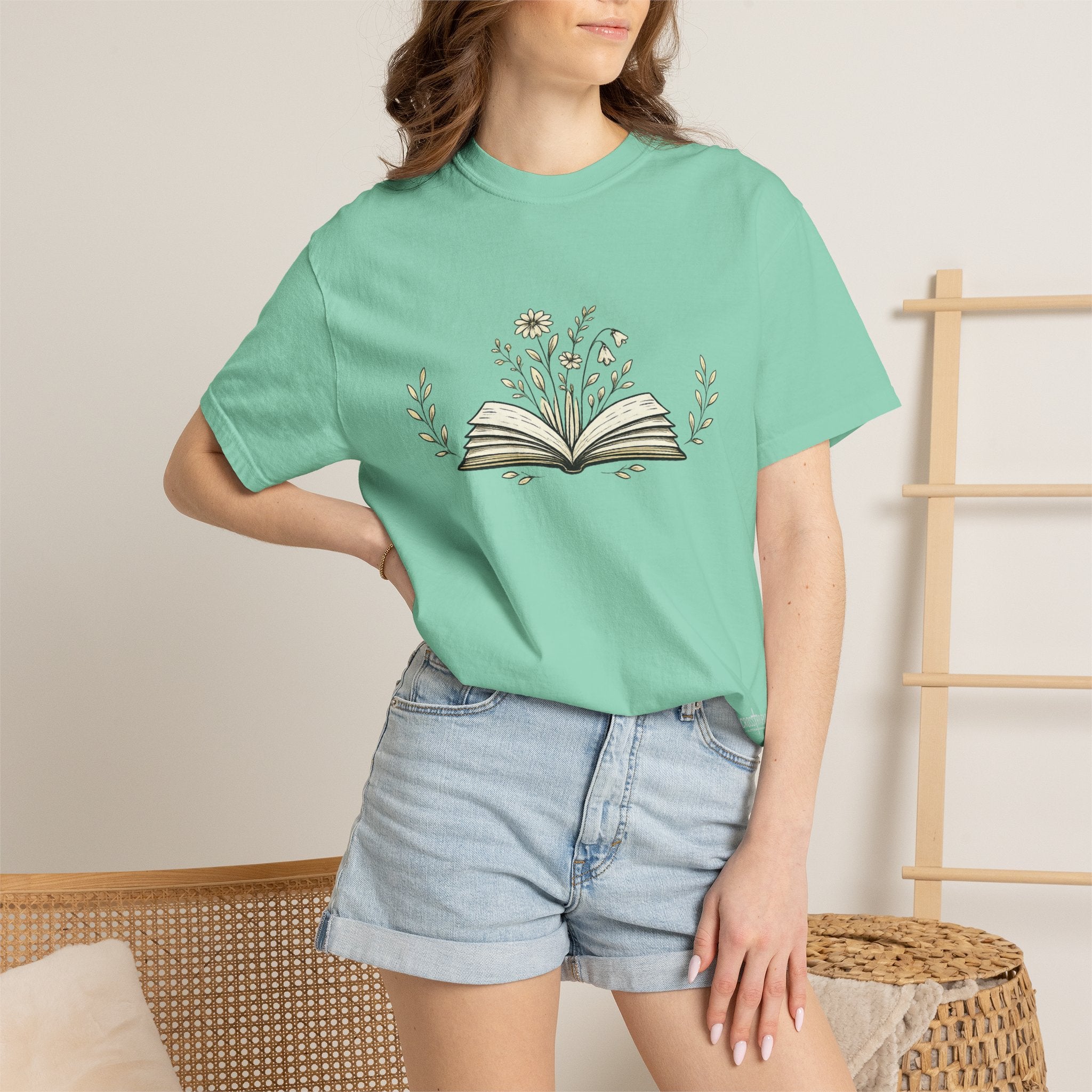 Floral Open Book T-Shirt — Book Lover Reading Tee