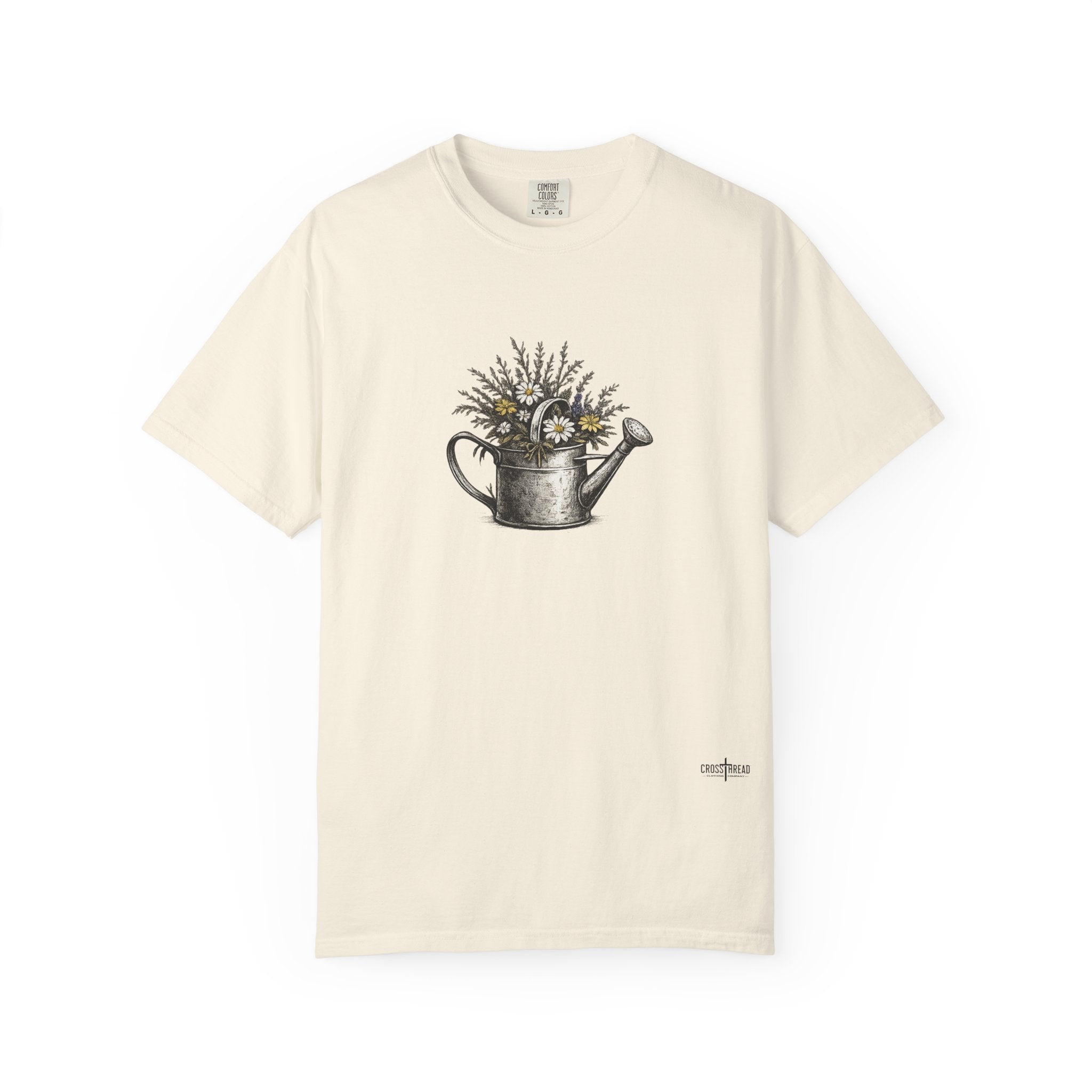 Watering Can Wildflower T-Shirt — Vintage Floral Garden Tee