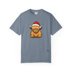 Highland Cow Santa Hat Comfort Colors Shirt