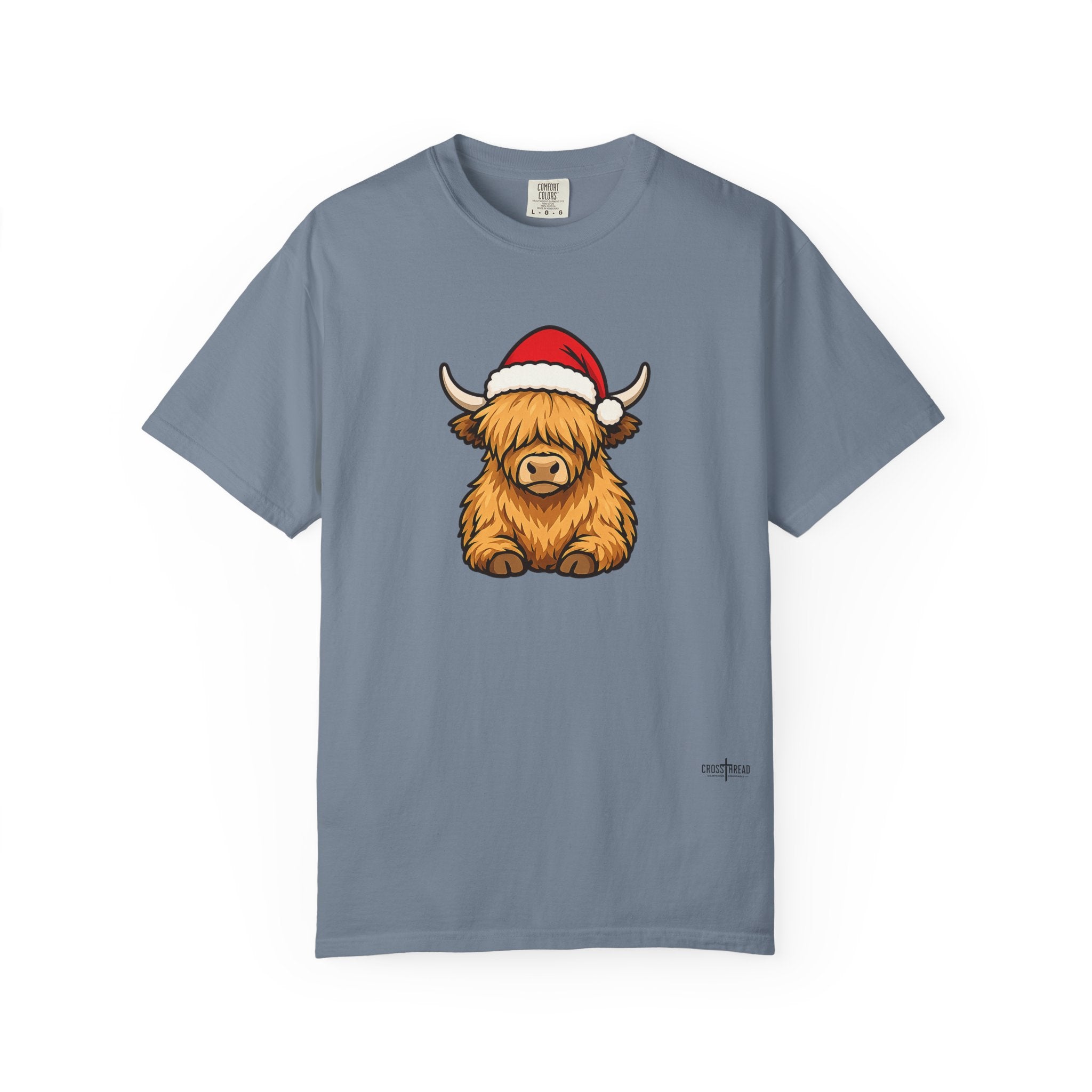 Highland Cow Santa Hat Comfort Colors Shirt