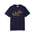 Rustic Santa Tractor and Barn Comfort Colors Shirt