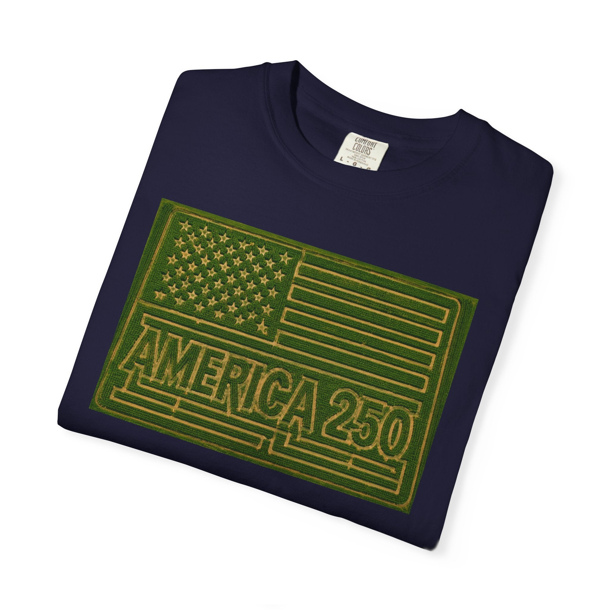 America 250 Corn Maze Flag T-Shirt — Vintage Patriotic Graphic Tee