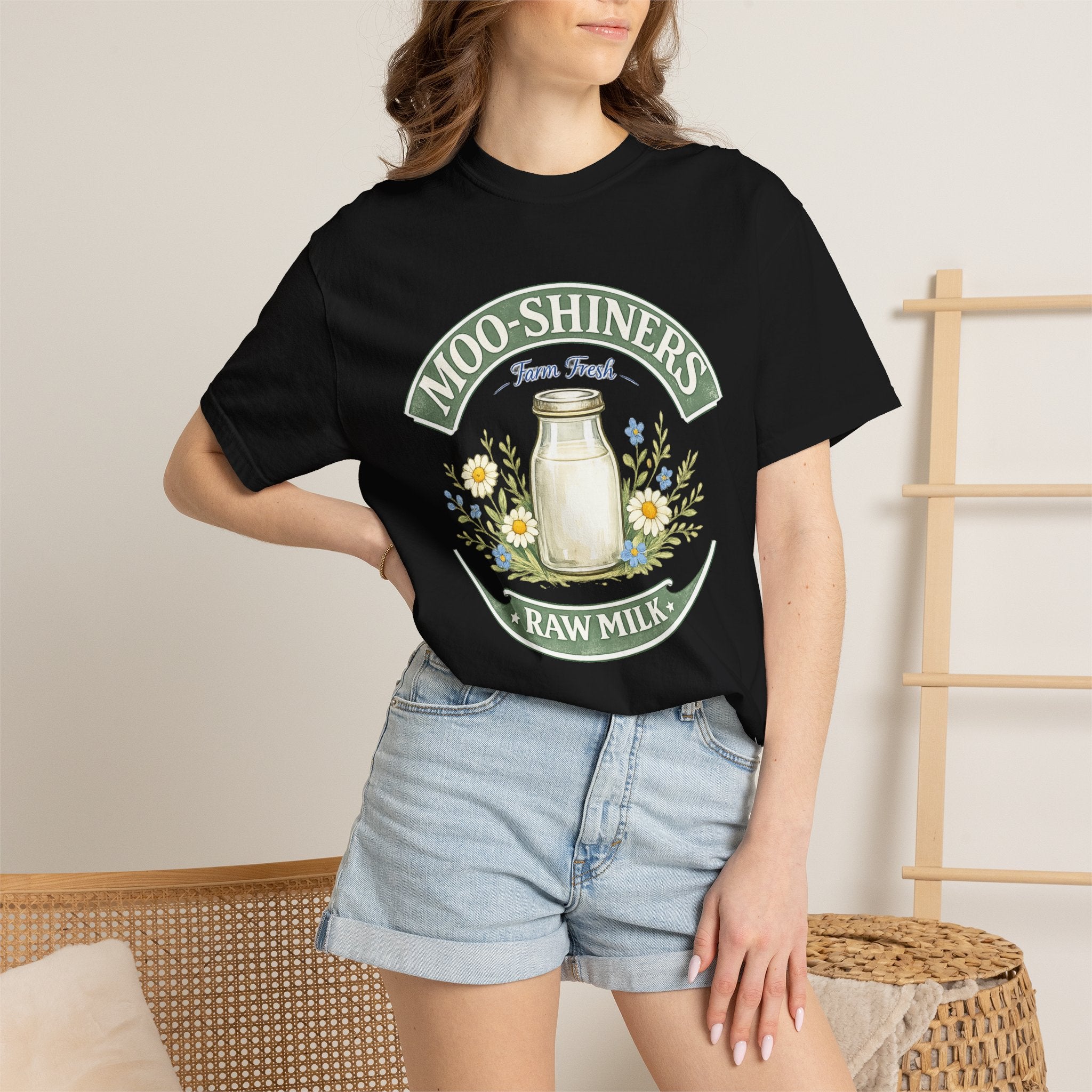 "Moo-Shiners Raw Milk" Vintage Logo Graphic T