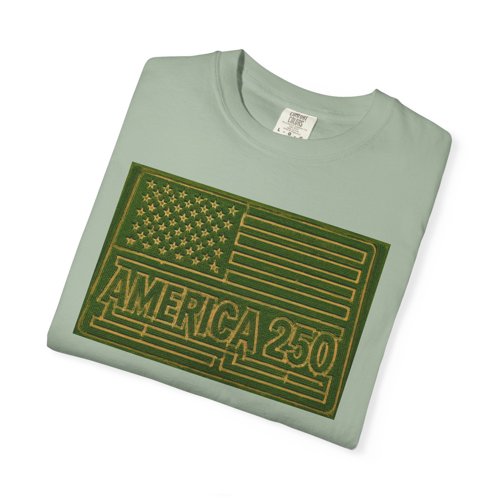 America 250 Corn Maze Flag T-Shirt — Vintage Patriotic Graphic Tee