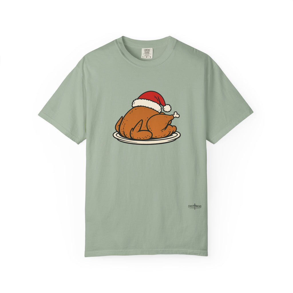 Roasted Turkey Santa Hat Comfort Colors Shirt