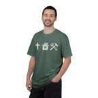 Faith Family Work T-Shirt — Inspirational Christian Men’s Tee