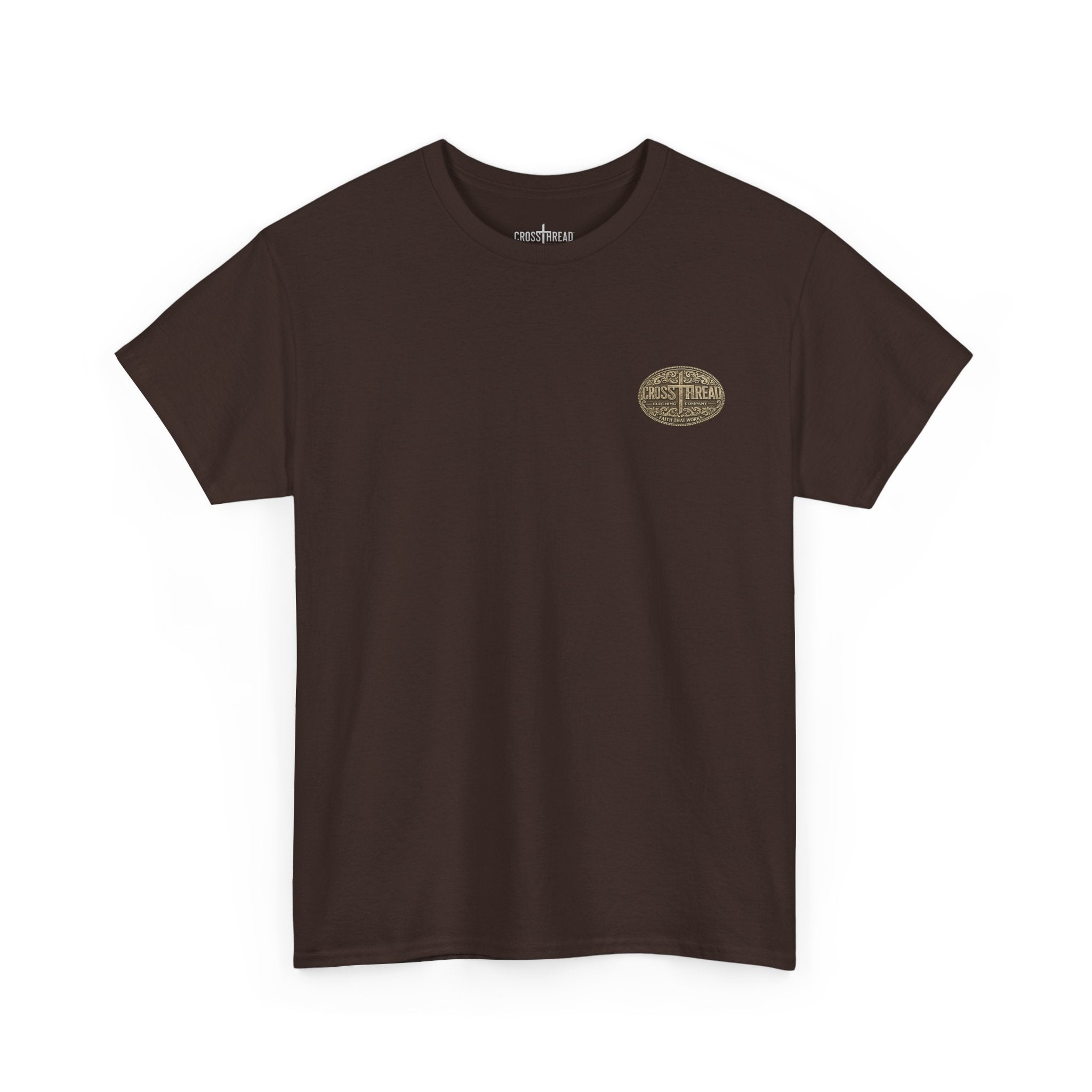 CrossThread Belt Buckle Logo Tee — Faith That Works Cotton T-Shirt