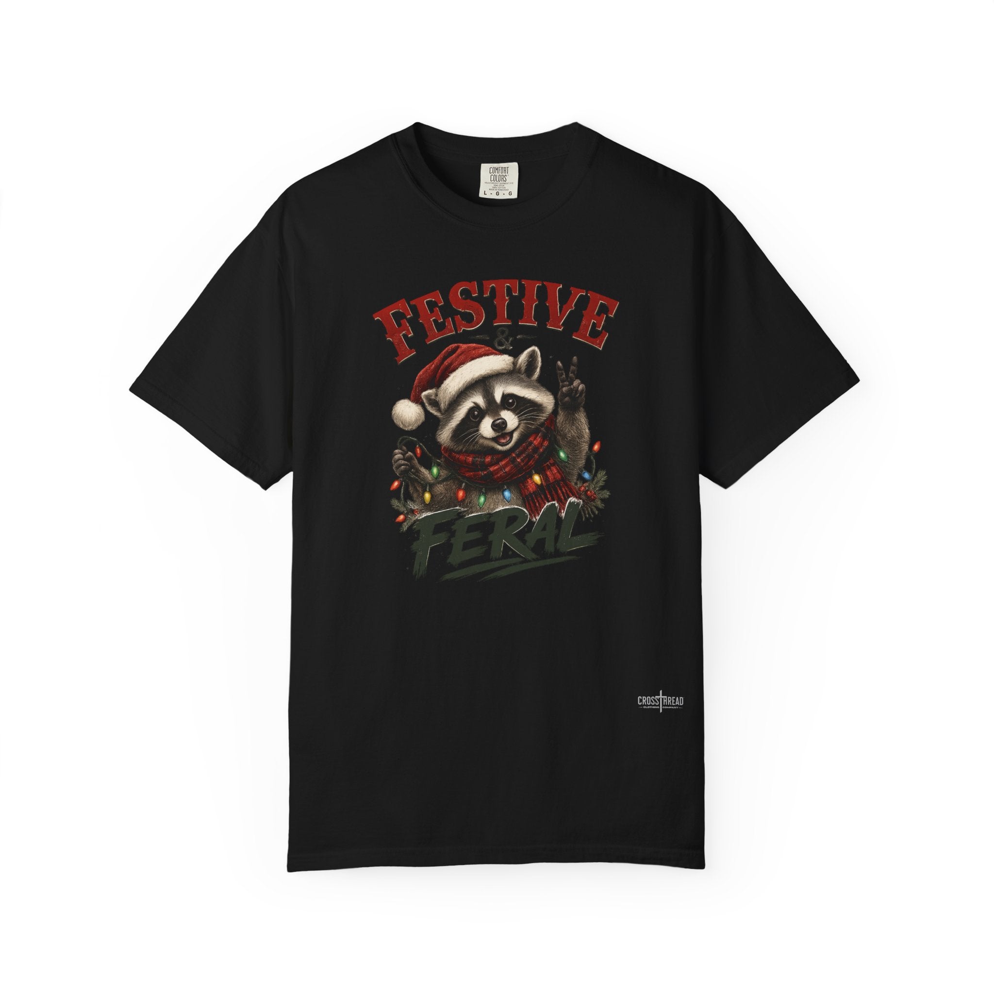 Festive & Feral Raccoon Christmas Comfort Colors T-Shirt