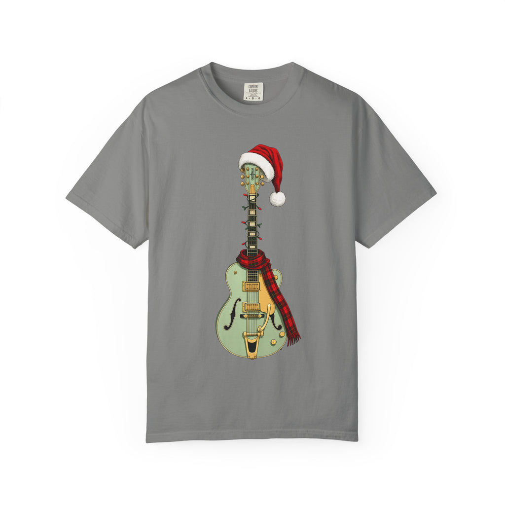 Christmas Aspen Green Hollowbody Guitar Comfort Colors Shirt
