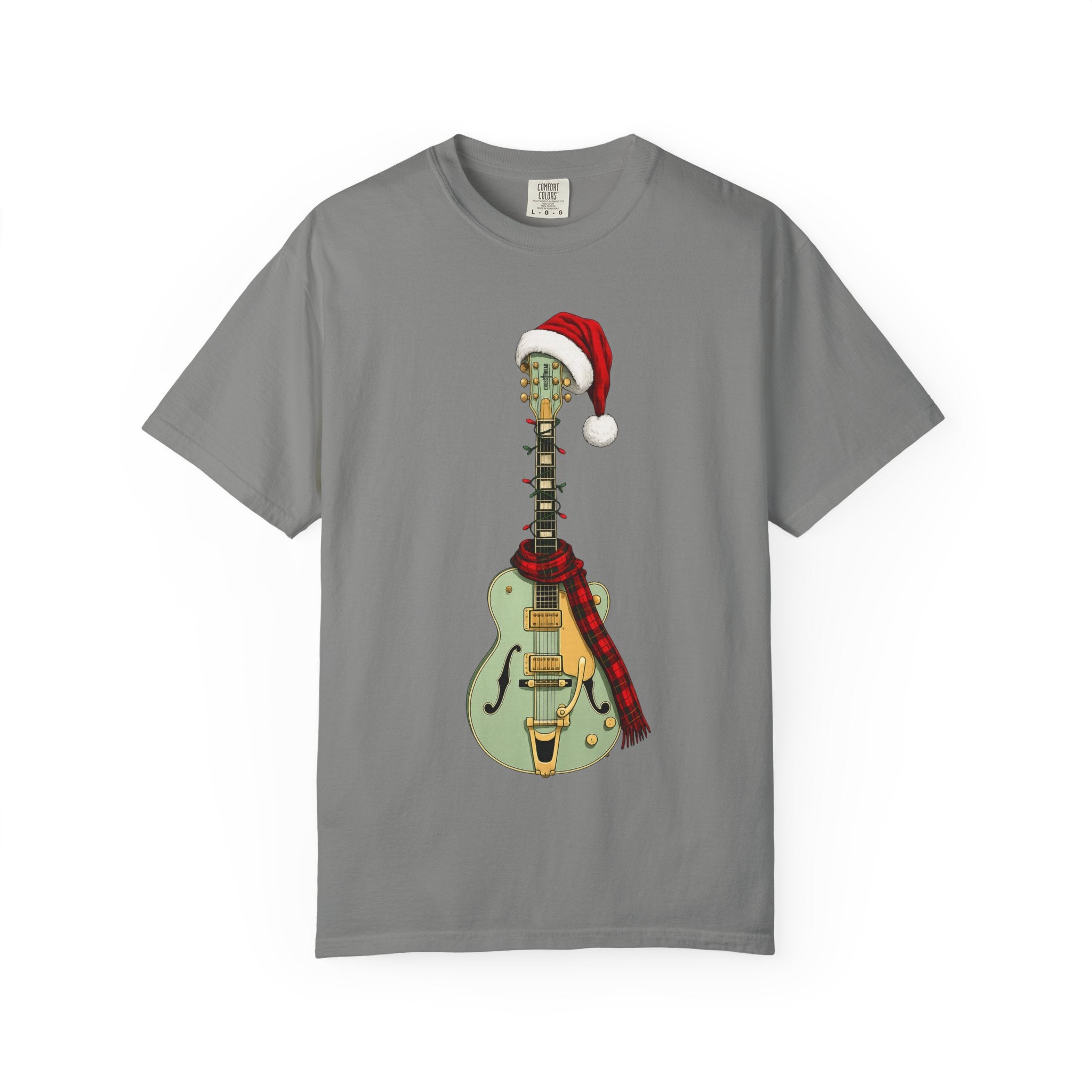 Christmas Aspen Green Hollowbody Guitar Comfort Colors Shirt