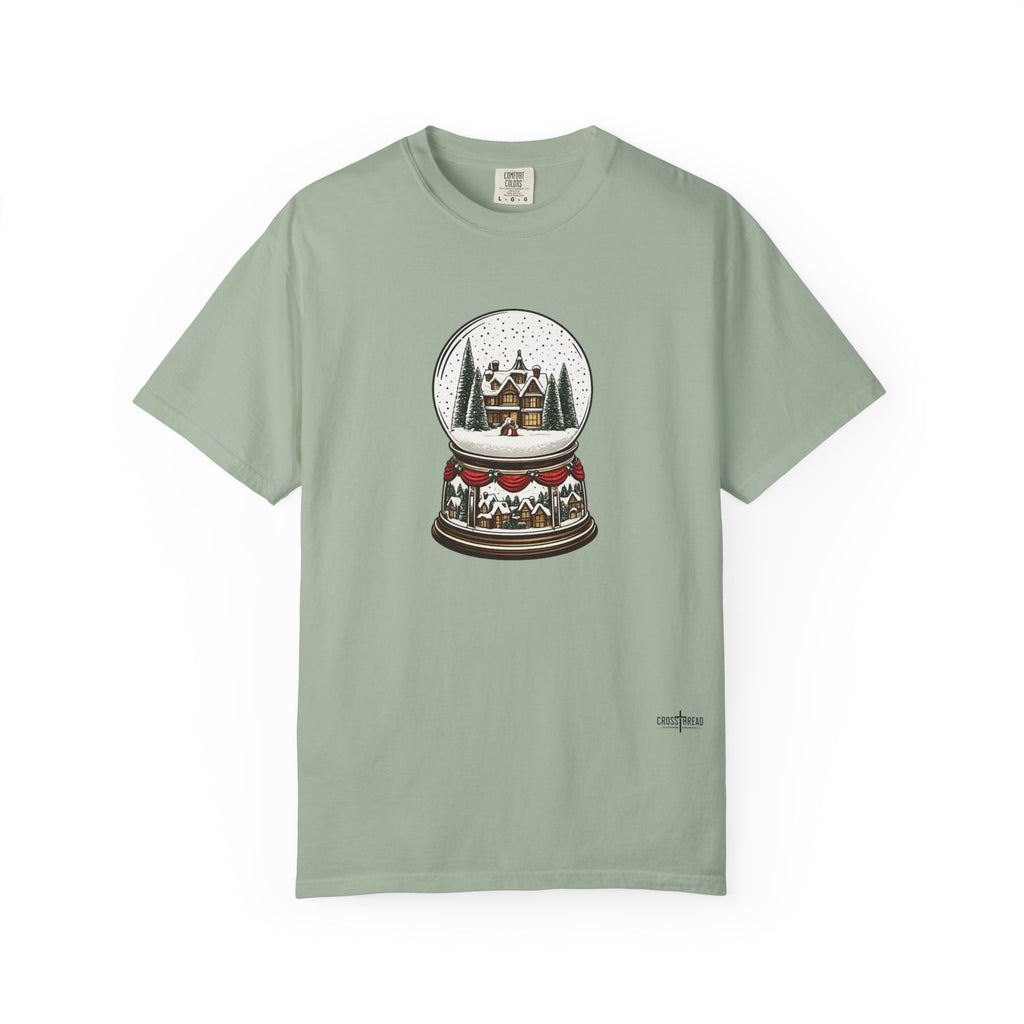 Snow Globe Holiday T-Shirt — Vintage Winter Village Graphic
