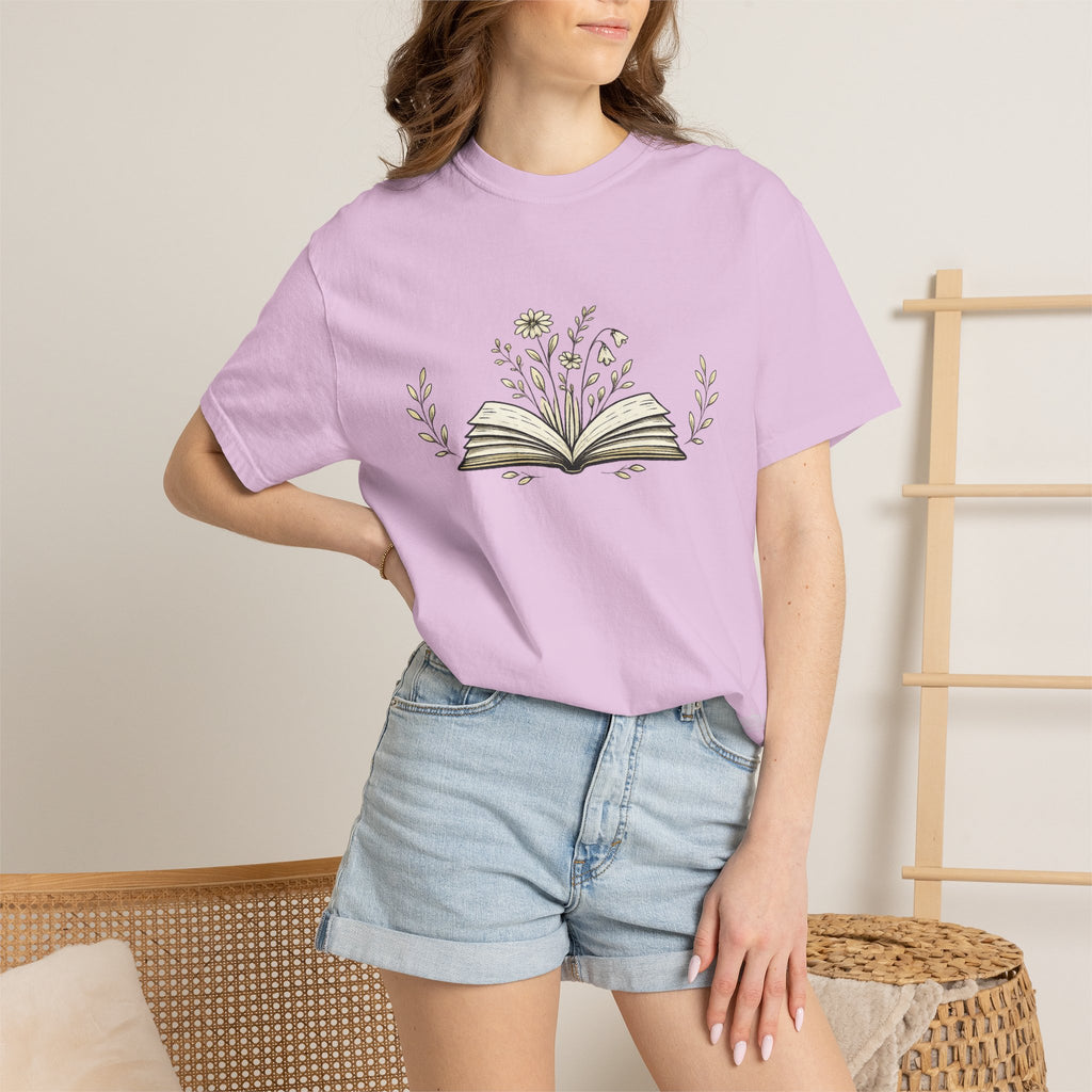 Floral Open Book T-Shirt — Book Lover Reading Tee