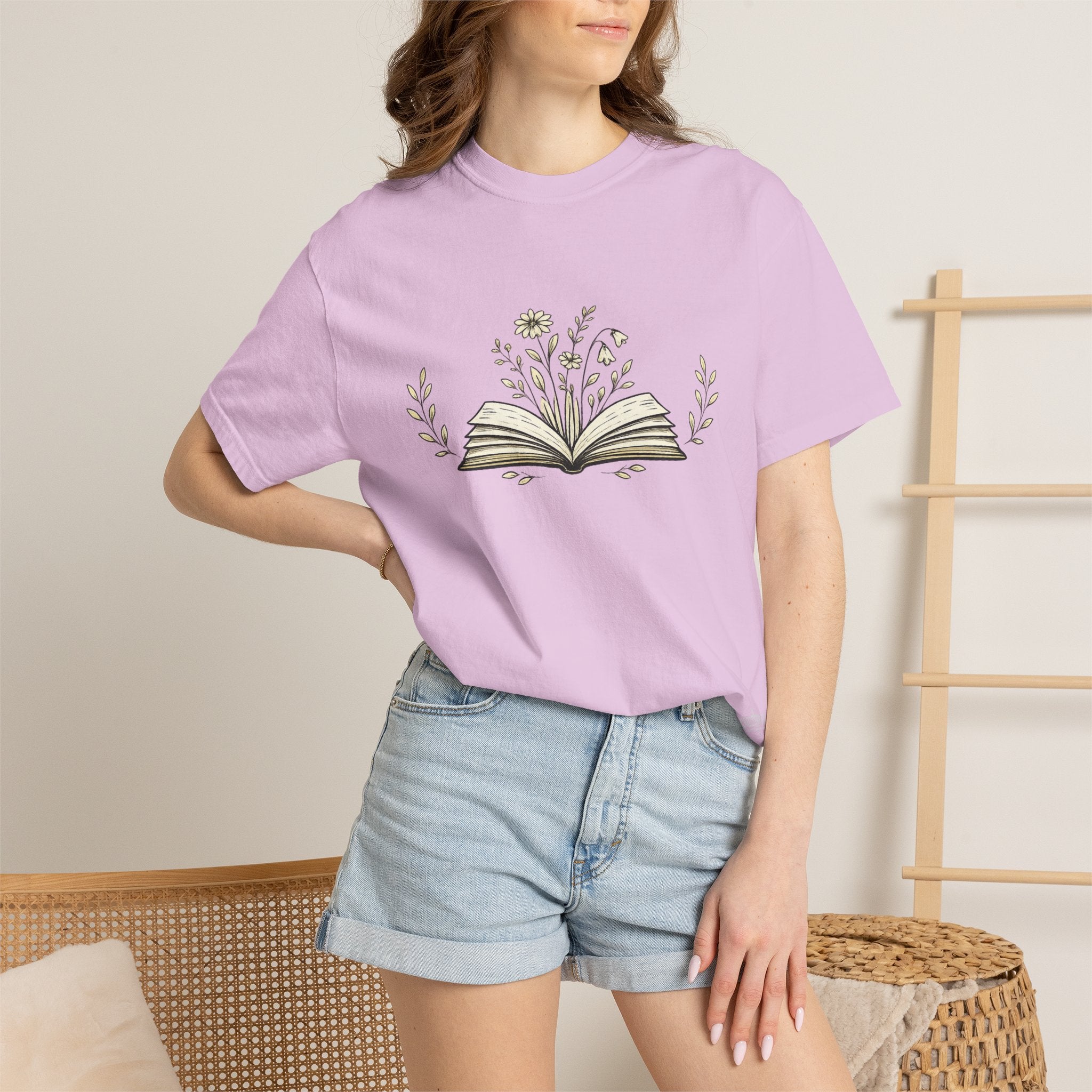 Floral Open Book T-Shirt — Book Lover Reading Tee